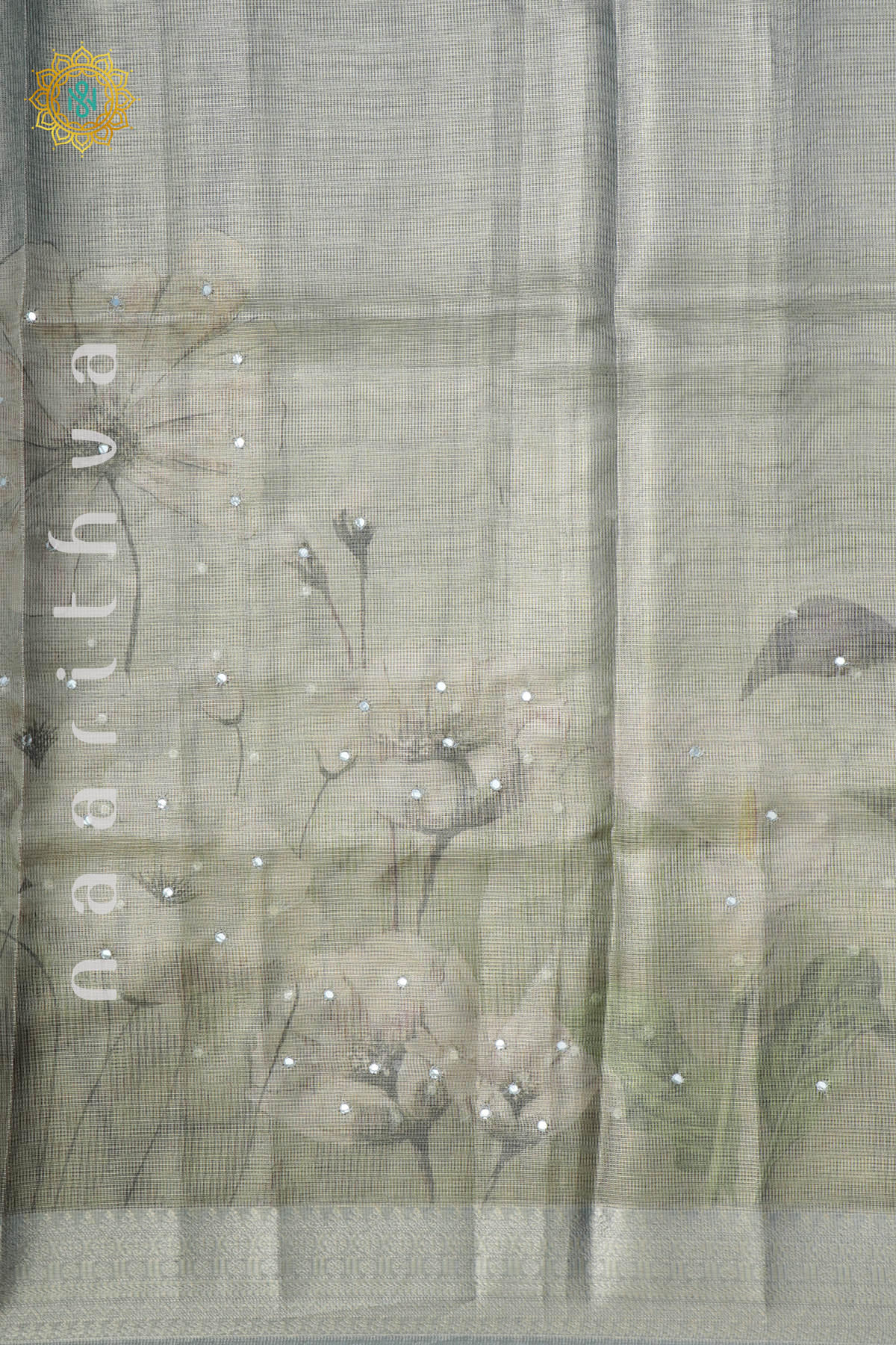 AQUA GREEN WITH GREY - KOTA TISSUE