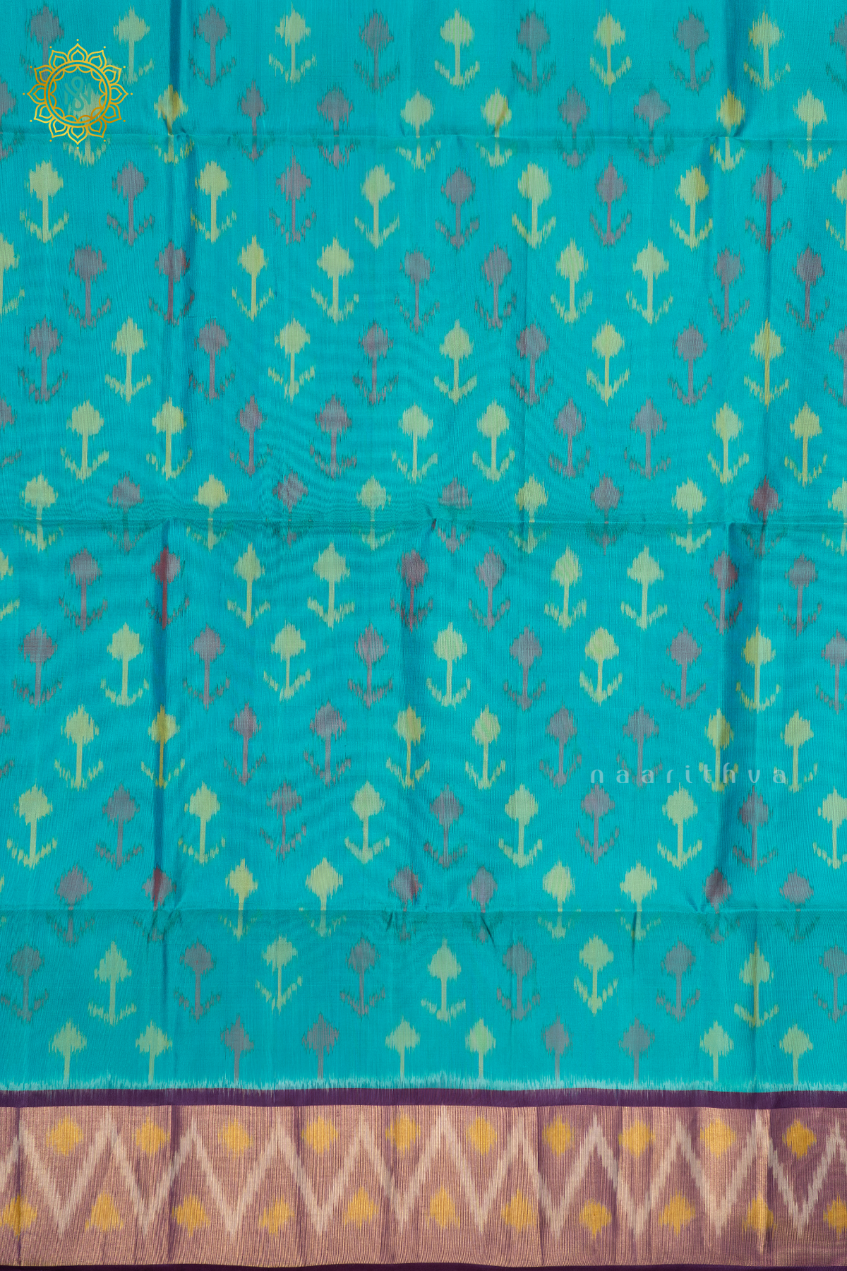 SKY BLUE WITH PURPLE - PURE KANJIVARAM IKAT SOFT SILK