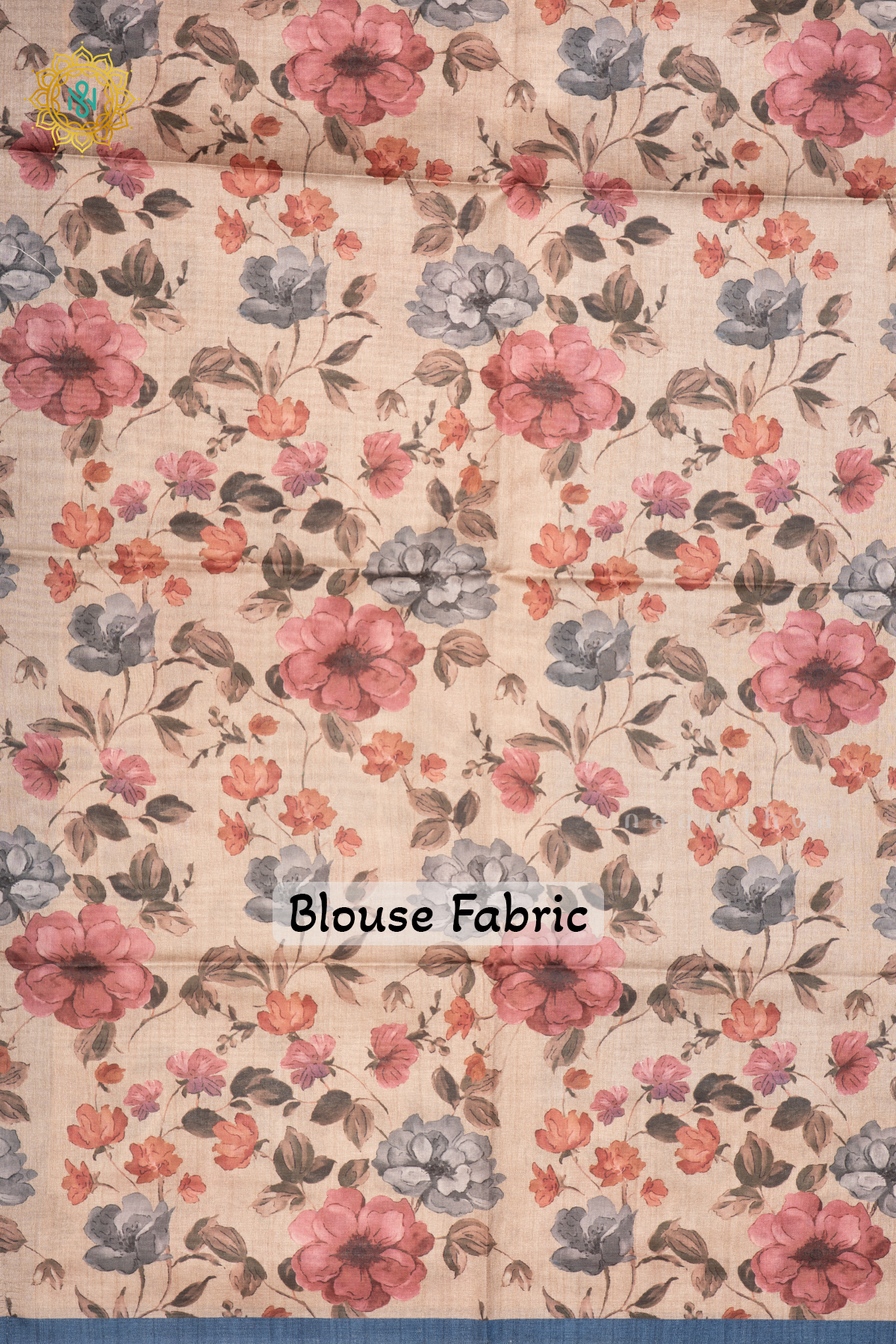 BLUE WITH BEIGE - SEMI TUSSAR SILK