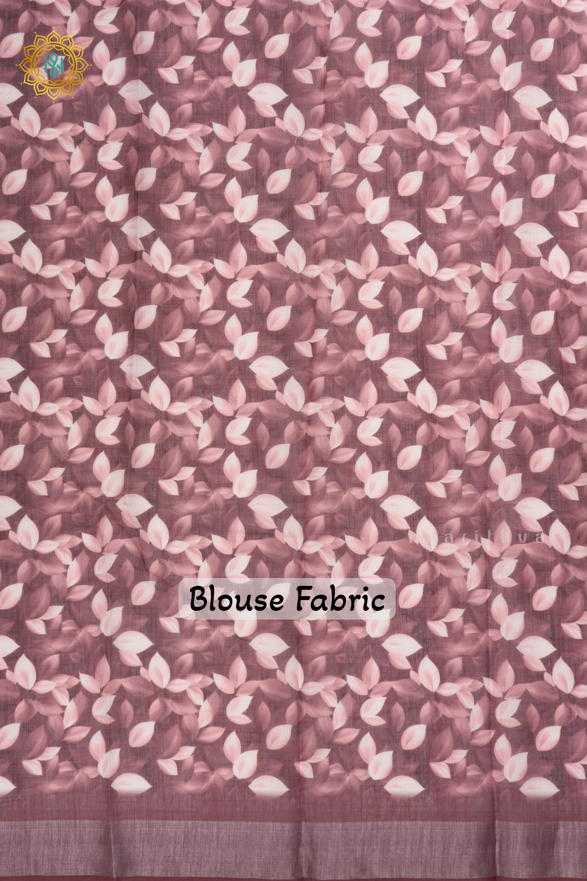 Light Maroon Linen By Cotton Saree With Floral Printed Body