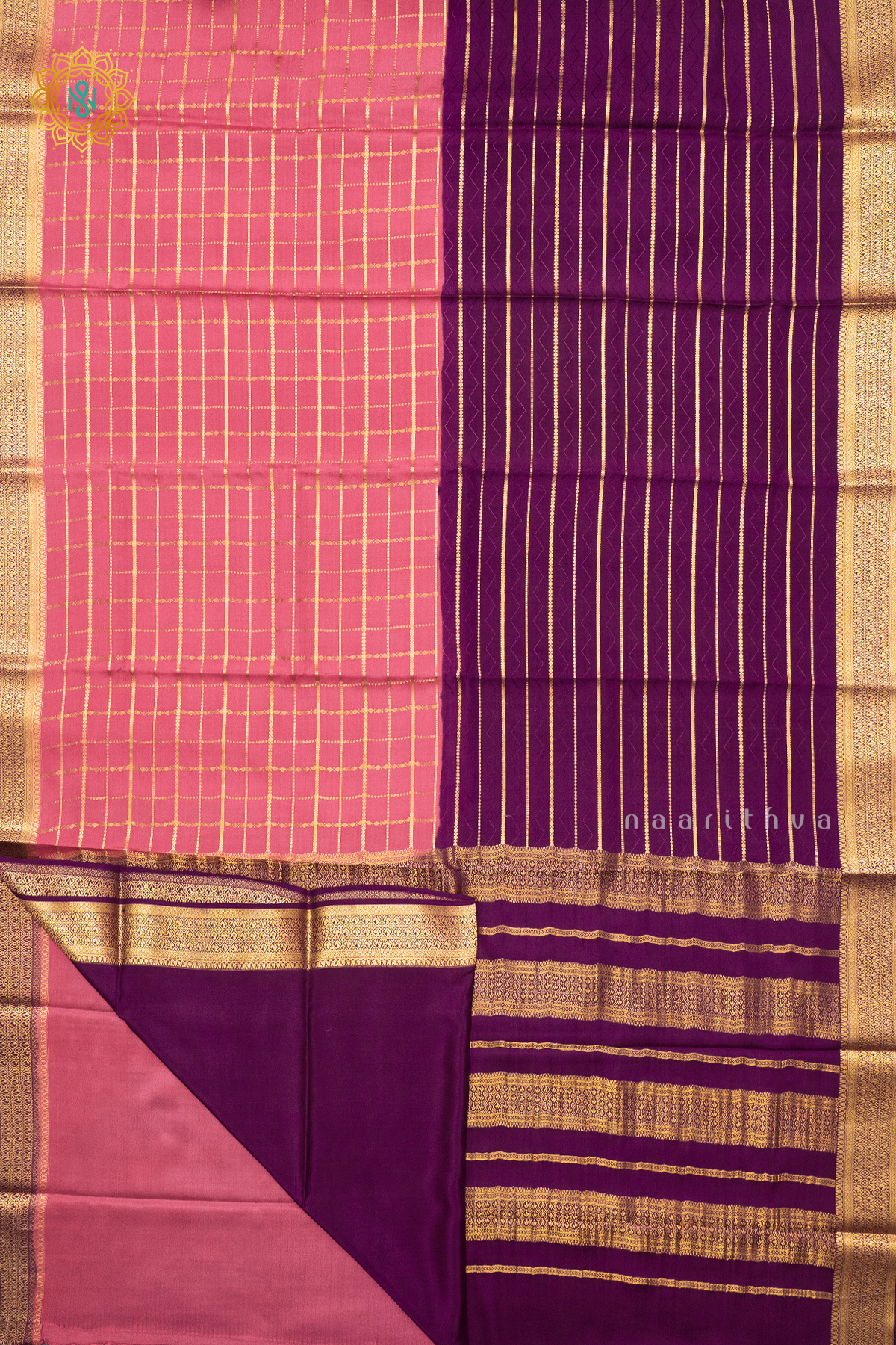 PEACH WITH WINE - PURE MYSORE CREPE SILK