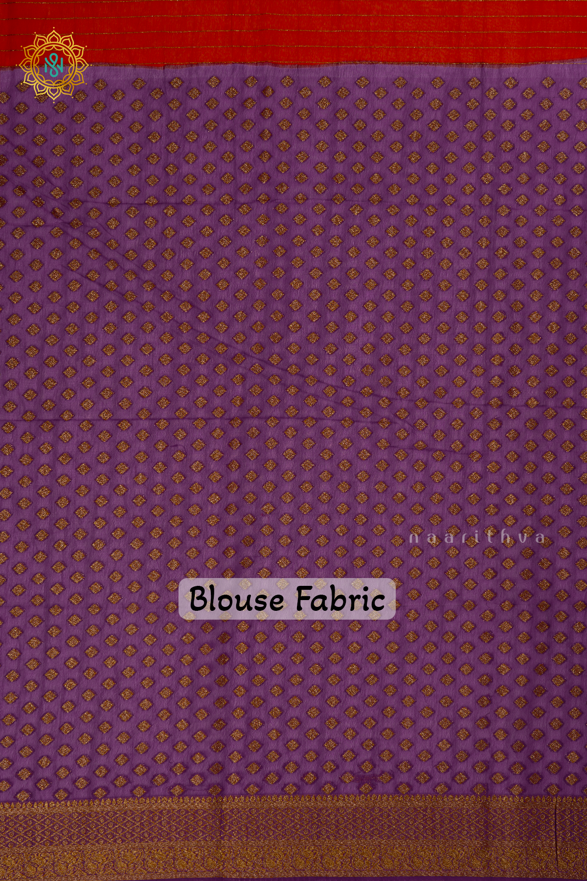 Orange With Purple Semi Georgette Saree With Zari Buttas All Over And Contrast Zari Gap Border