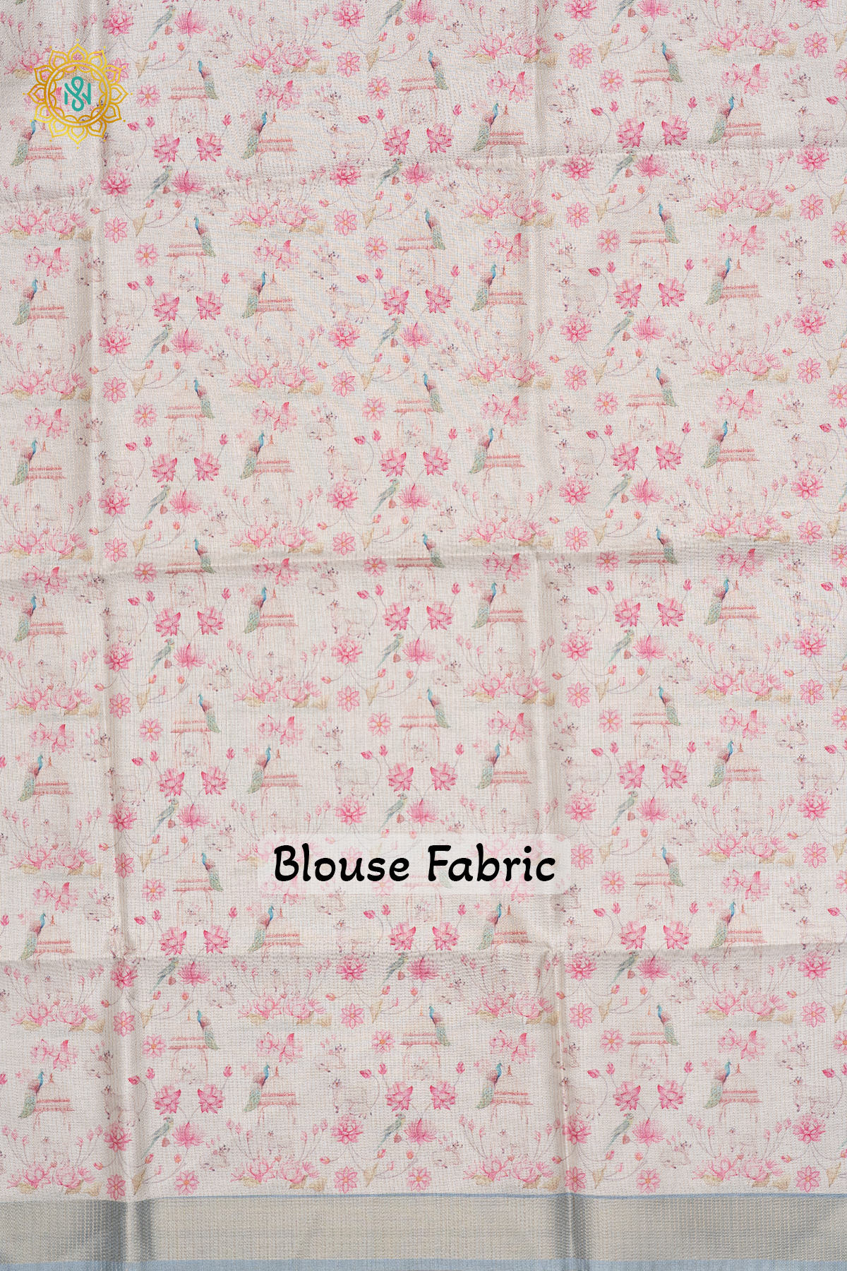 AQUA BLUE WITH OFF WHITE - SEMI TUSSAR