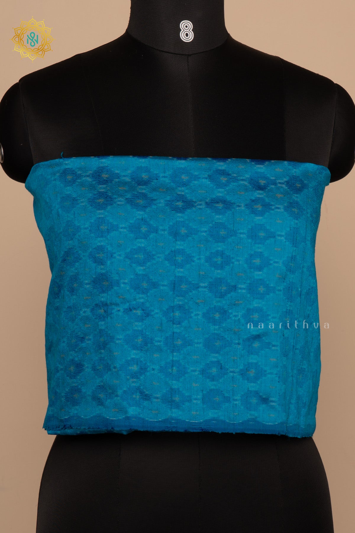 Blue Ikkat Pure Silk Bit All-Over Ikat-Woven Body