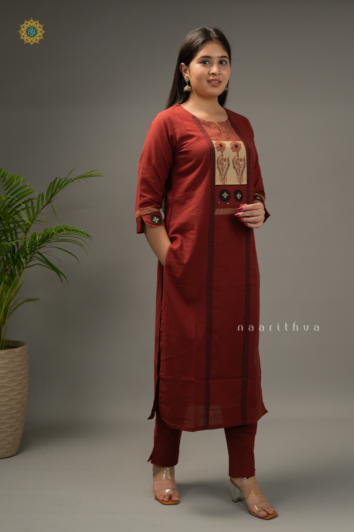 MAROON - COTTON 2PC SALWAR SUIT WITH TOP & BOTTOM