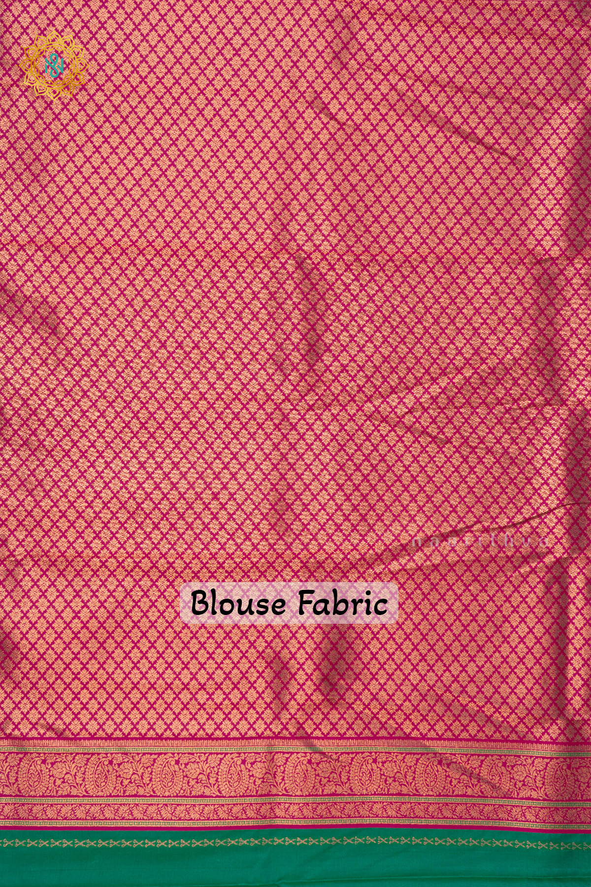 CYAN GREEN WITH PINK - SEMI KANCHI