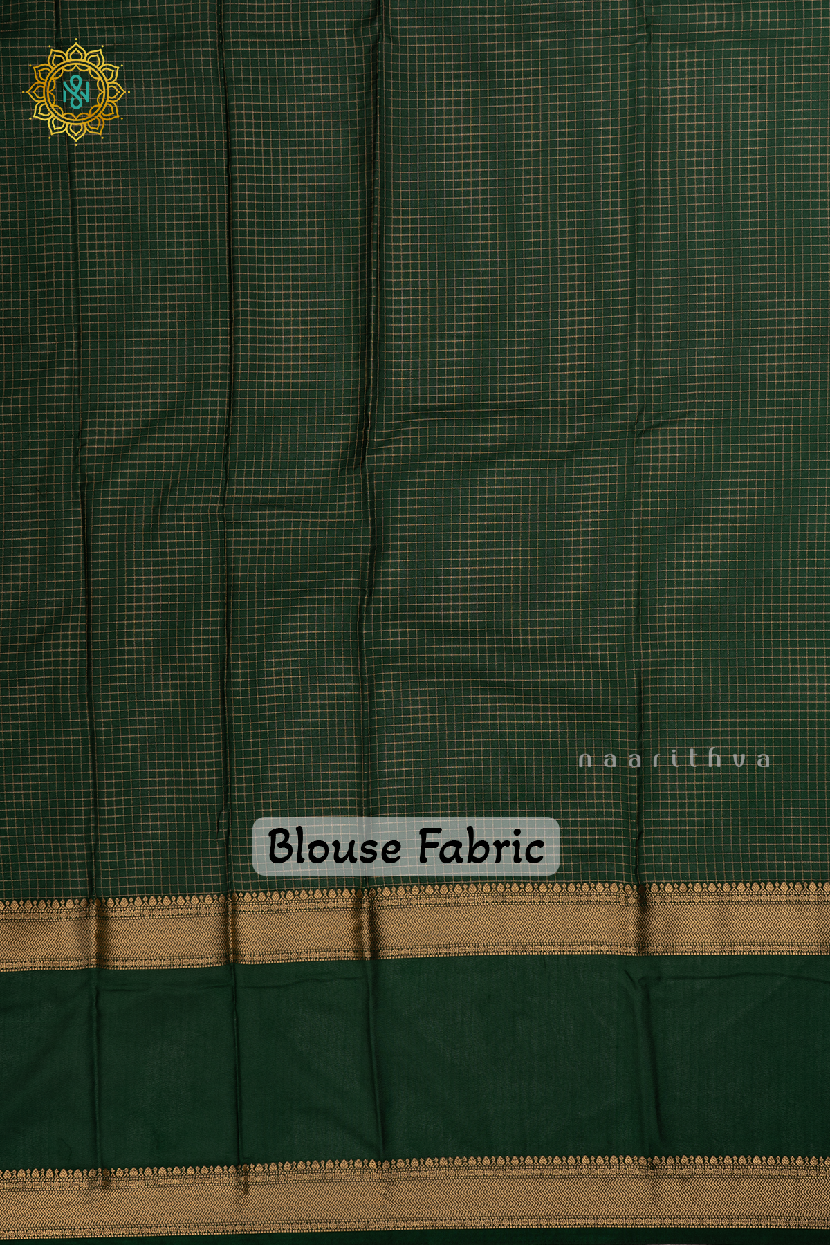 Pinkish lavender with Bottle Green Semi Mysore Crepe Silk Saree with All-Over Zari Checks and Buttas and a Contrast Zari Gap Border