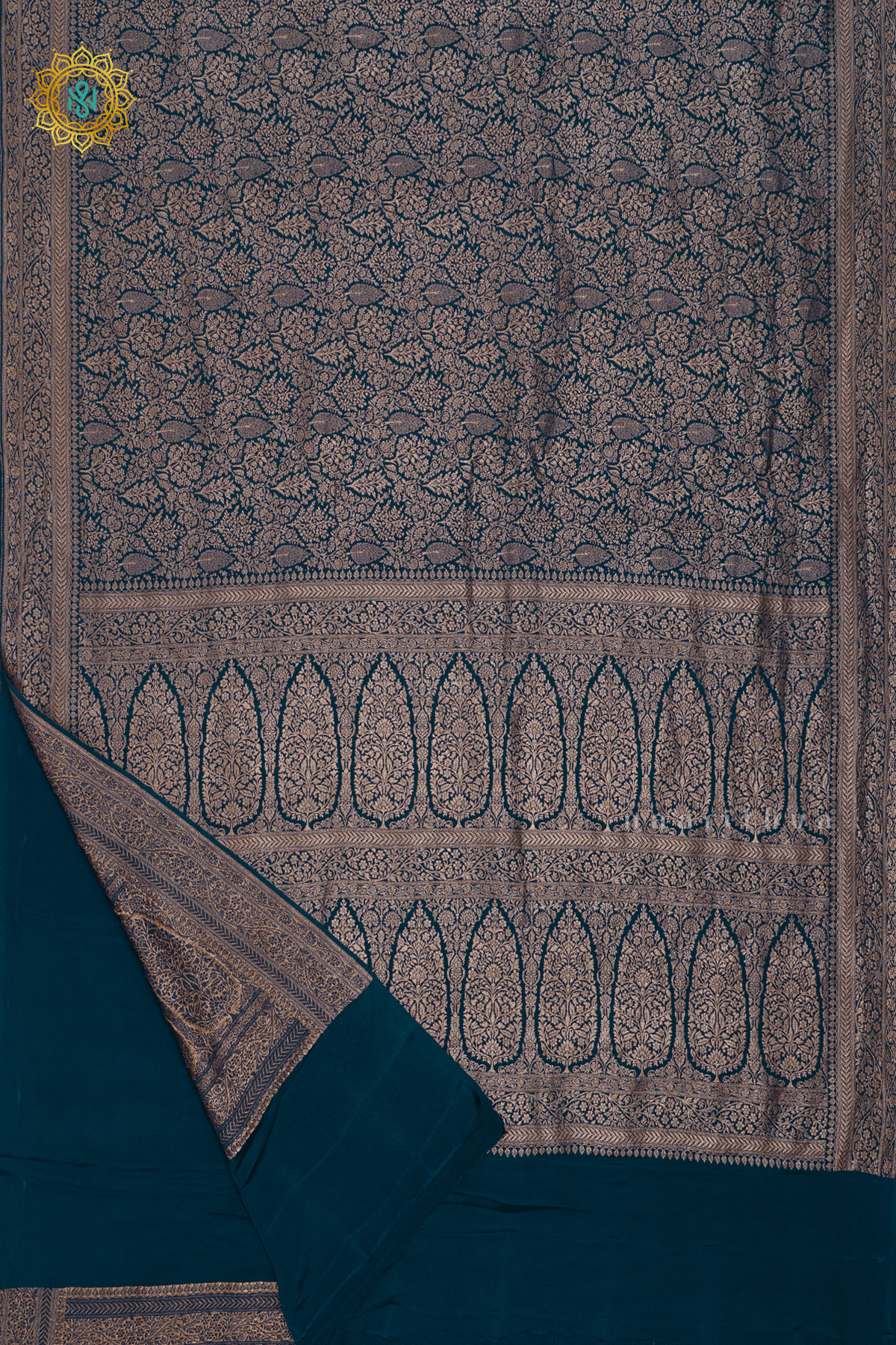 TEAL BLUE - PURE BANARASI CREPE