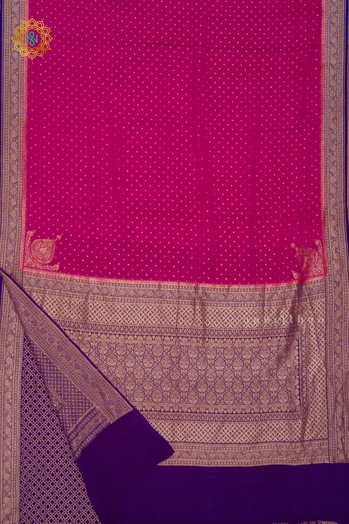 PINK WITH PURPLE - PURE BANARASI CREPE