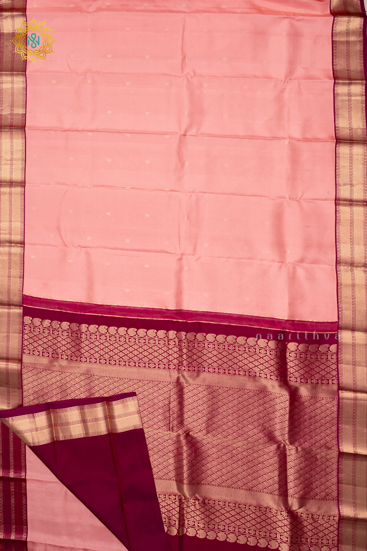 PEACH WITH MAGENTA - PURE KANJIVARAM SILK