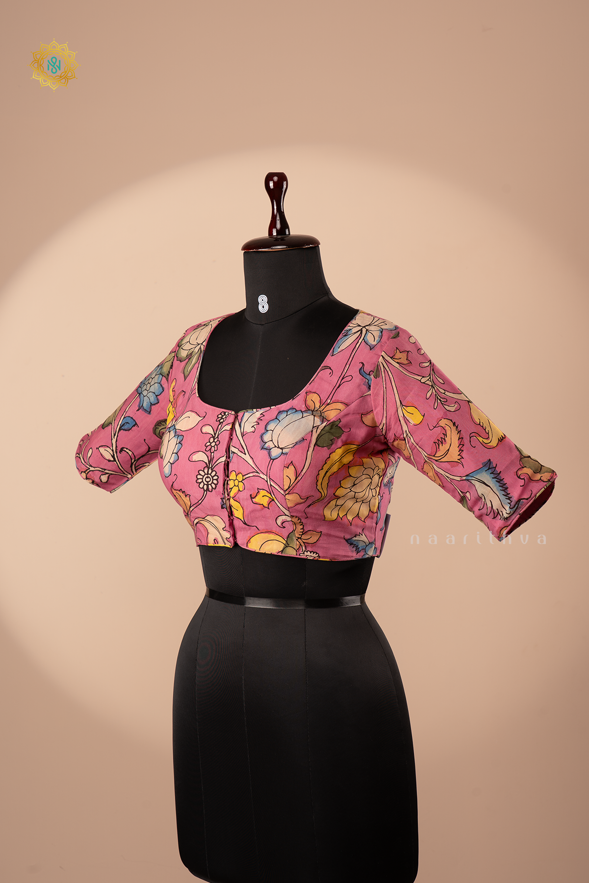 PINK - HAND PAINTED PEN KALAMKARI READYMADE BLOUSE