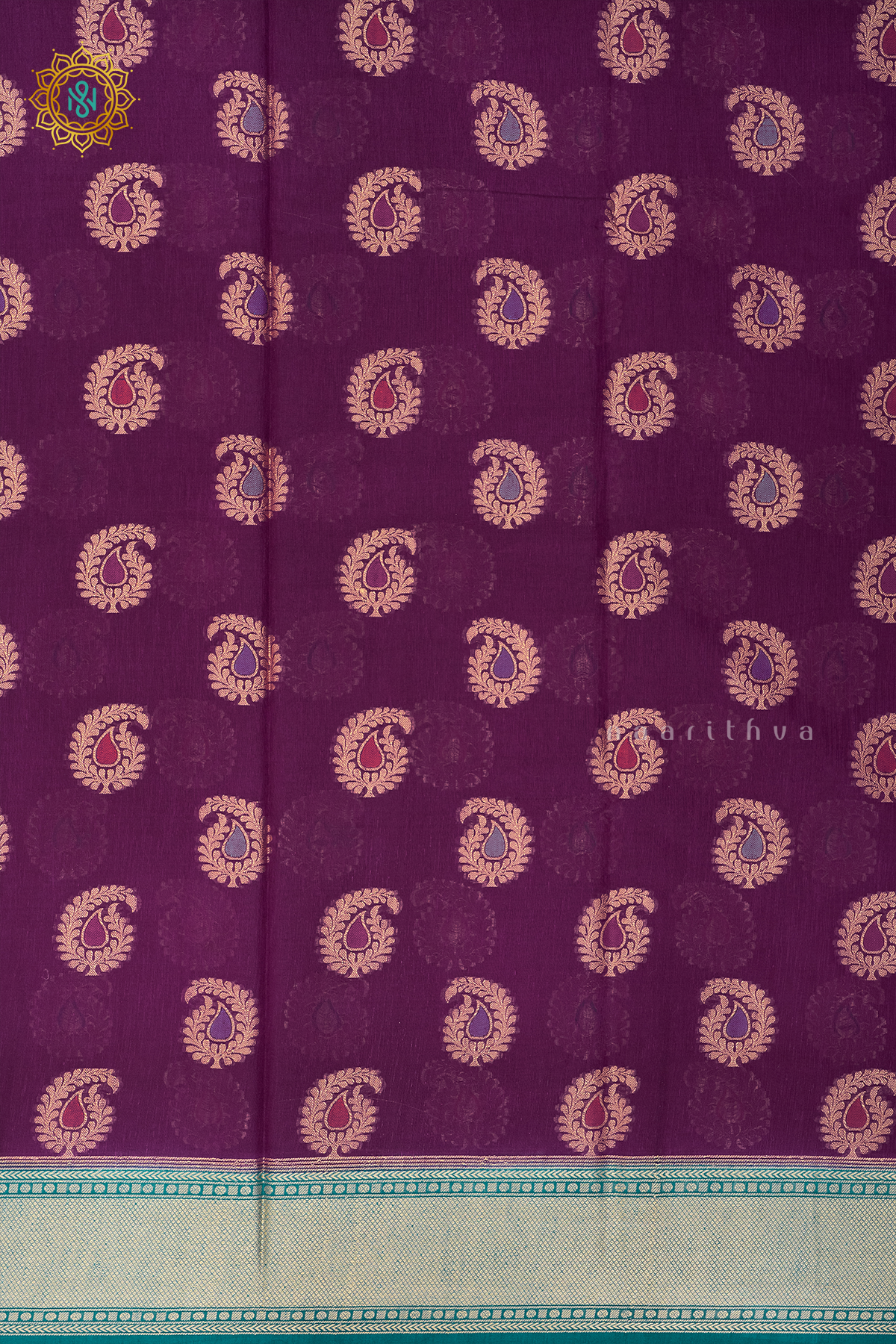 MAGENTA WITH CYAN GREEN - JUTE COTTON