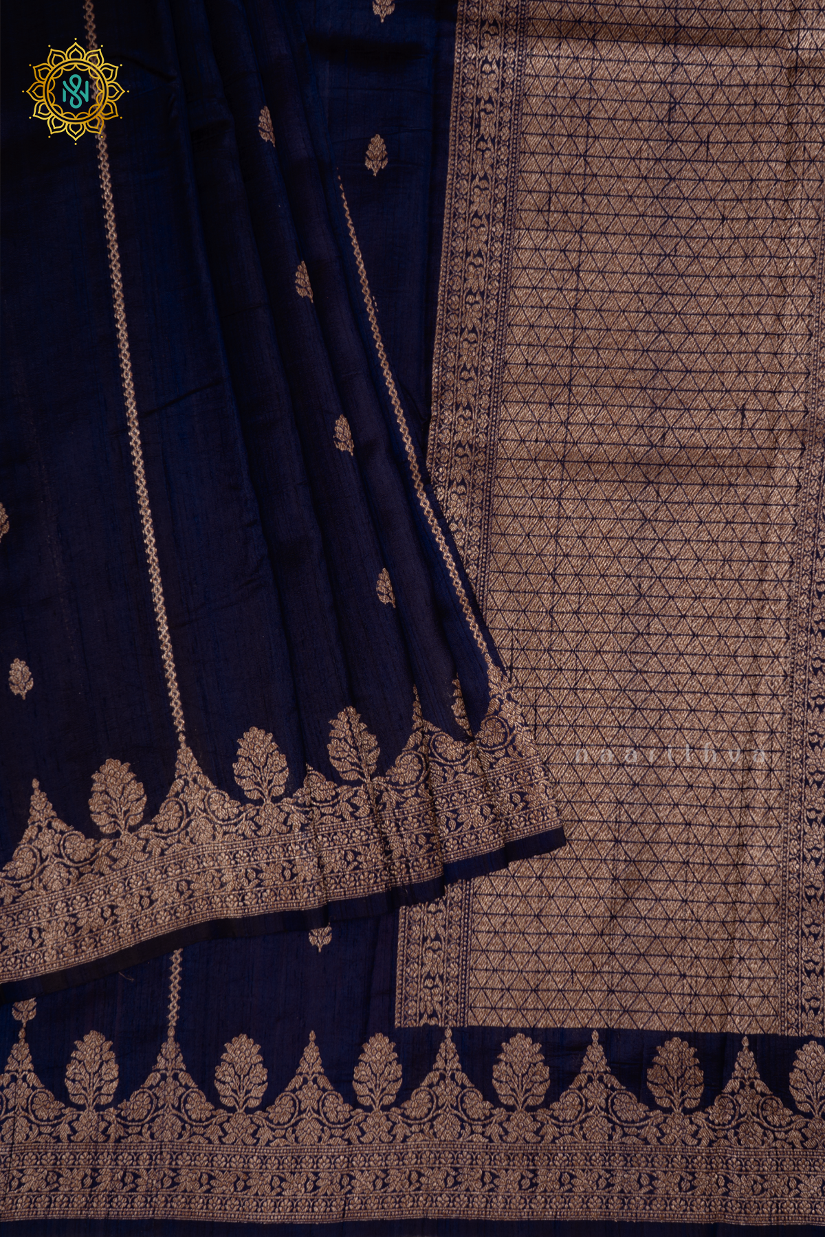 VIOLET - PURE BANARASI RAW SILK SAREE WITH ALLOVER ZARI WOVEN BUTTAS AND SCALLOP BORDER