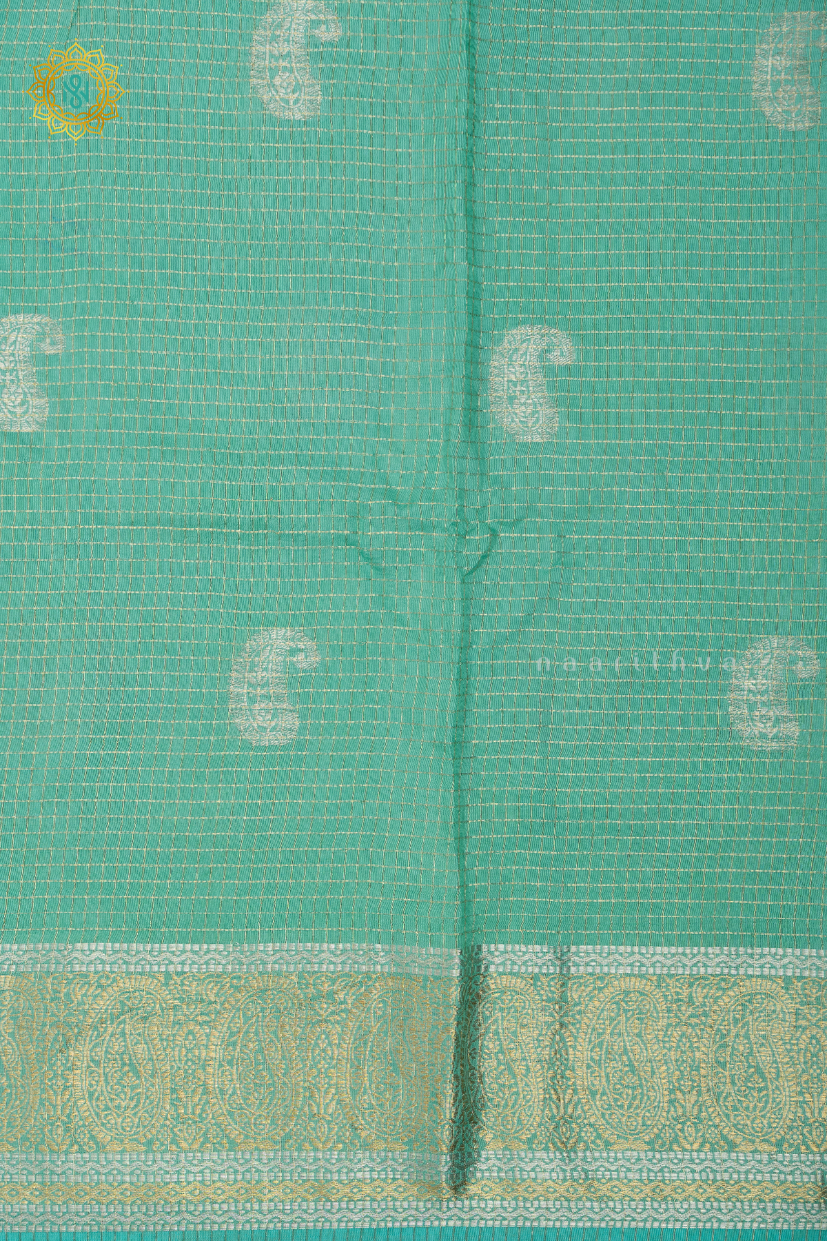 AQUA GREEN WITH BOTTLE GREEN - DOLA SILK