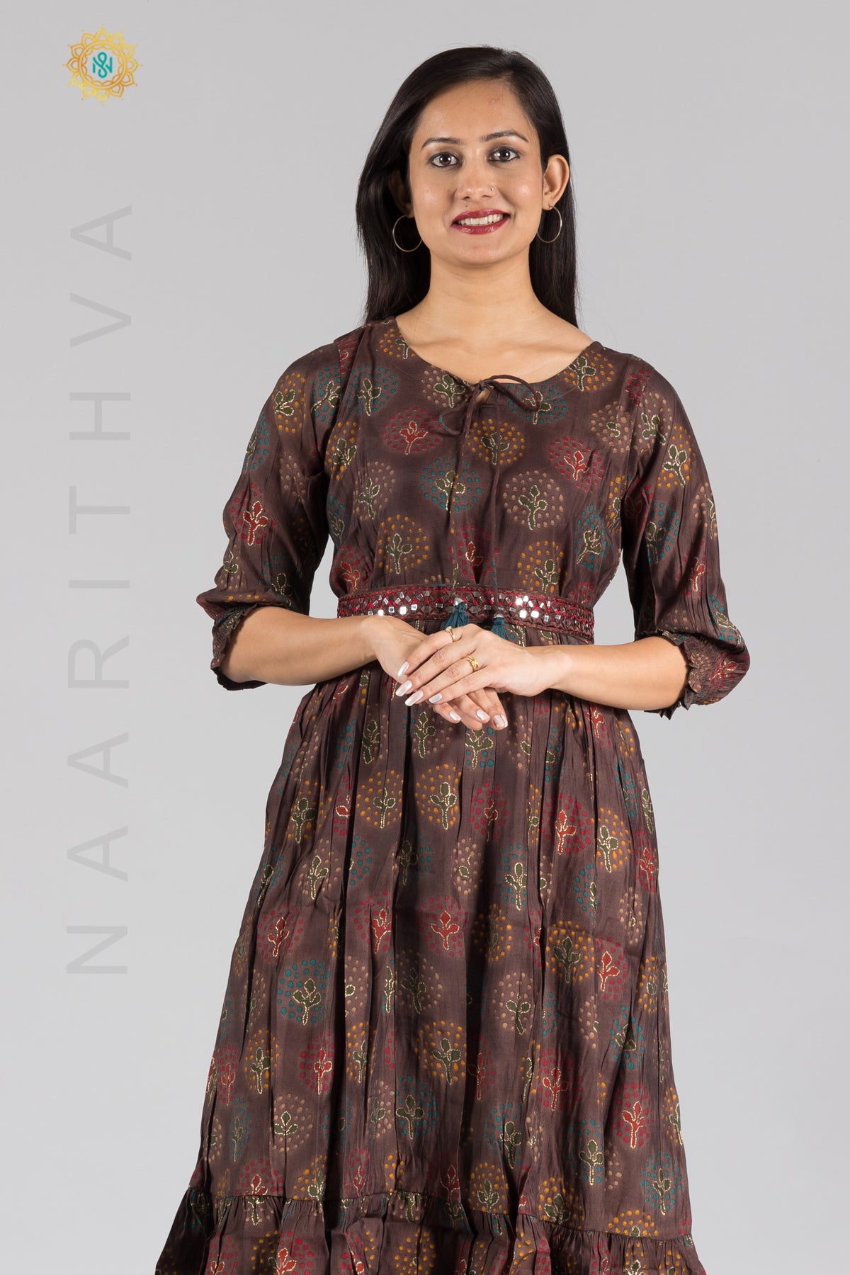 UMBRELLA PATTERN FOIL PRINTED DOUBLE LAYERED KURTI
