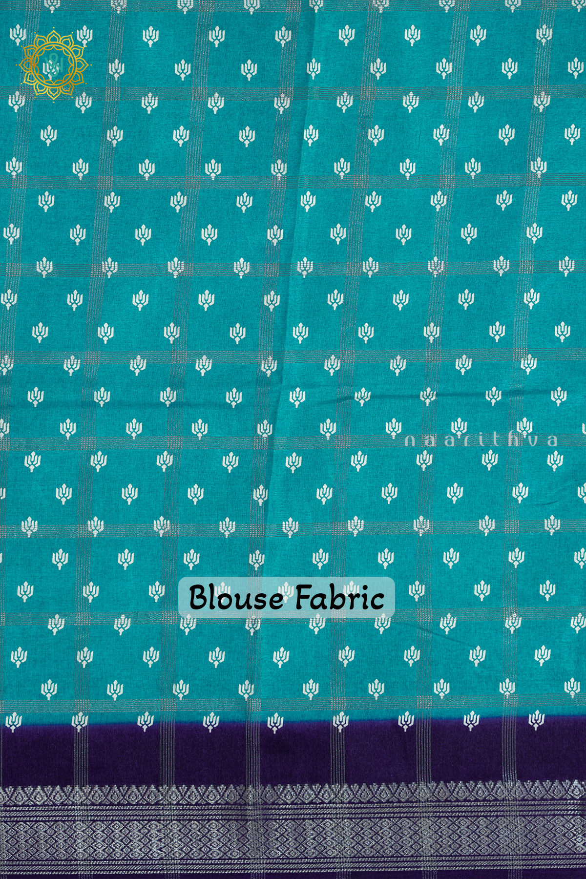AQUA BLUE WITH NAVY BLUE - DOLA SILK