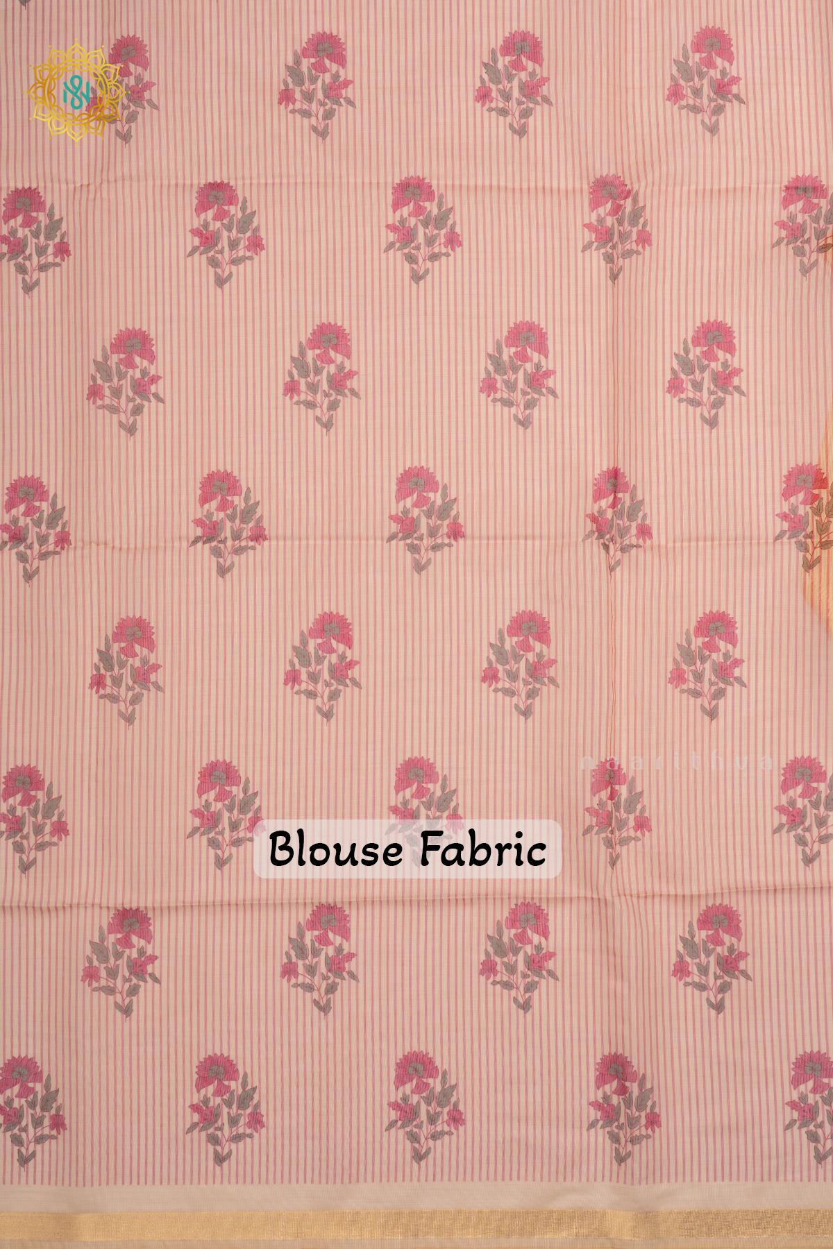 Beige With Pink Linen By Cotton Saree With Kalamkari Prints On The Body
