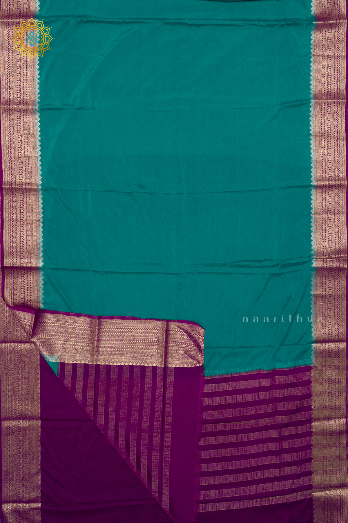 SKY BLUE WITH WINE - SEMI MYSORE CREPE SILK