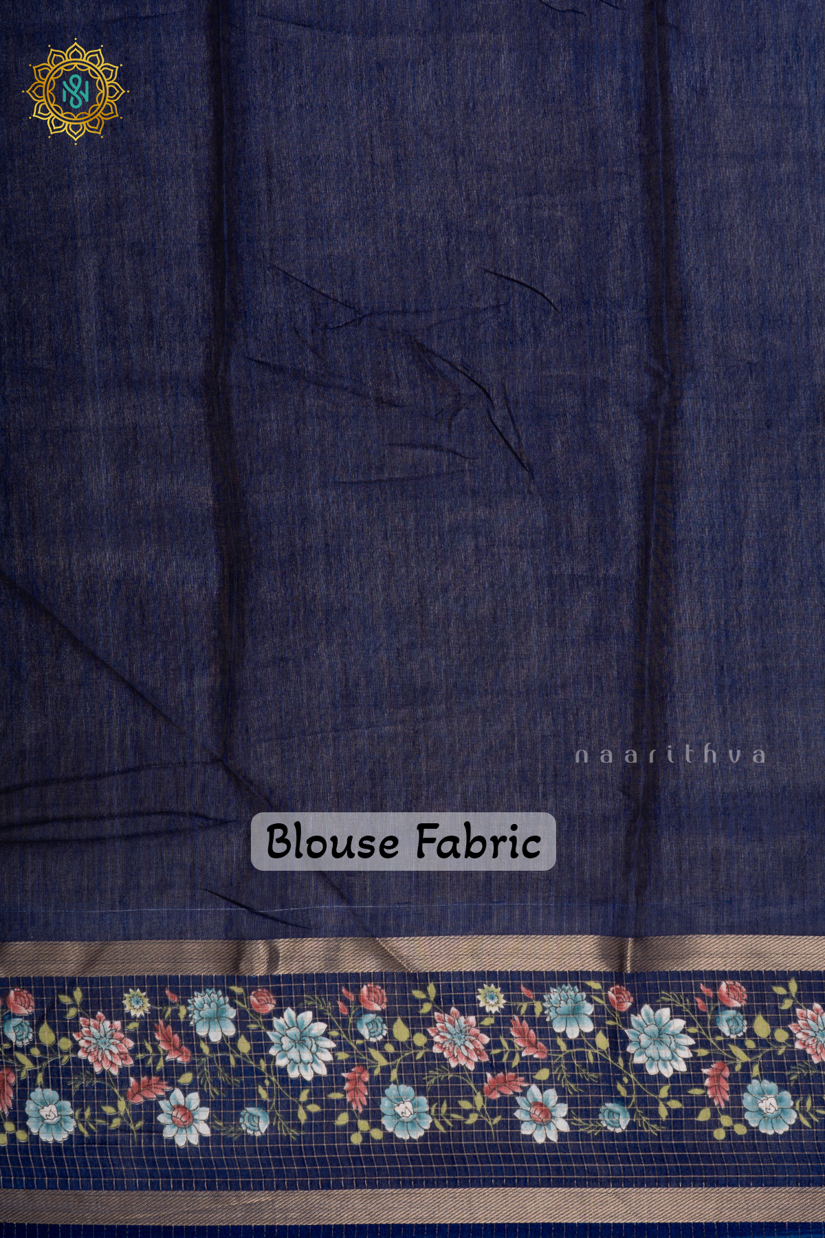 Yellow With Navy Dola Silk Saree With Printed Body And Contrast Zari Checks Border