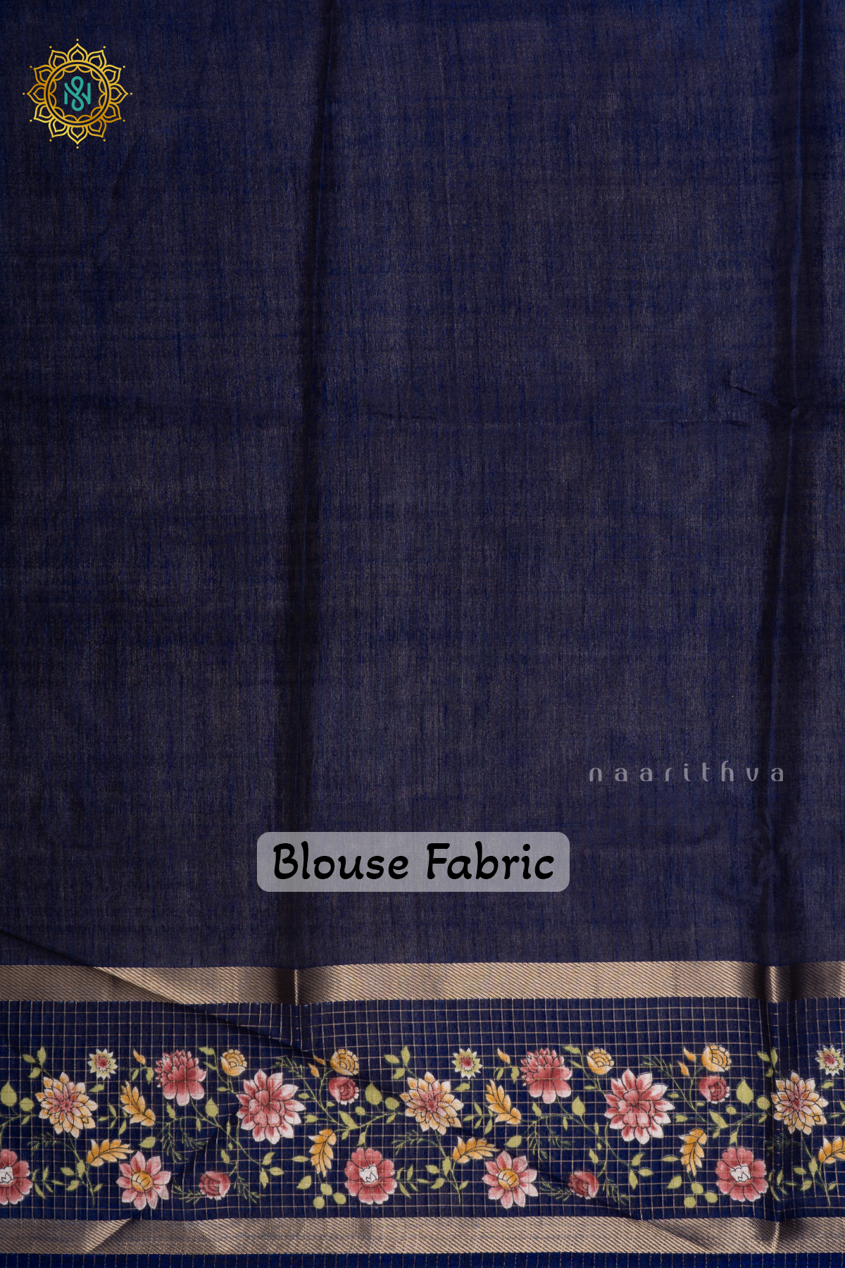 Light Blue With Navy Dola Silk Saree With Printed Body And Contrast Zari Checks Border