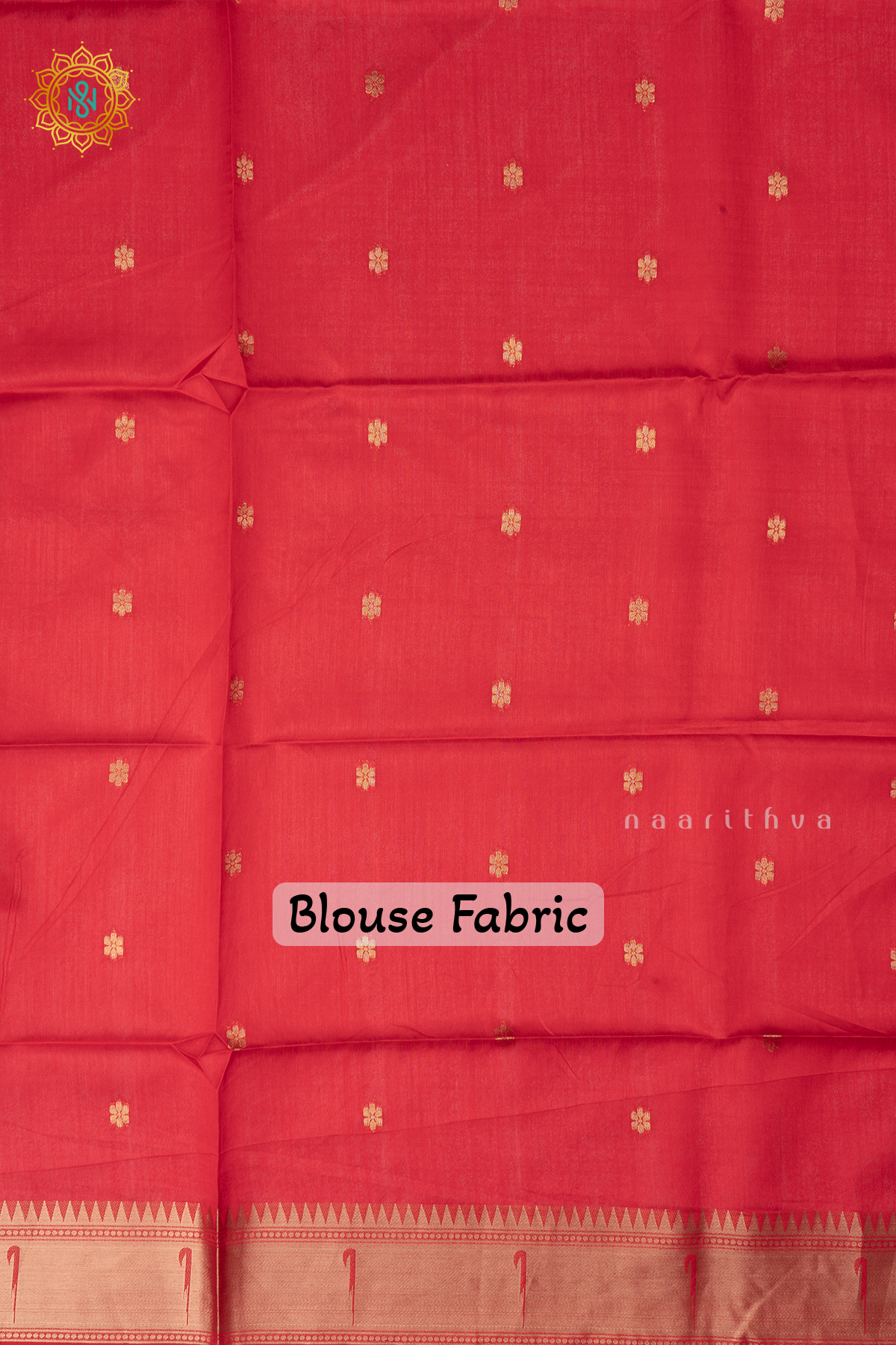 Red Semi Tussar Silk Saree Zari Buttas On The Body With Paithani Border & Pallu