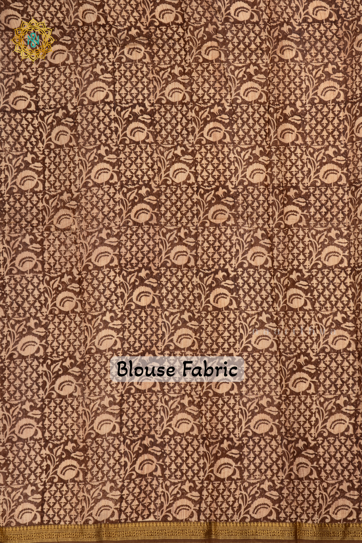 Brown with Yellow Butter Crepe Saree with All-Over Printed Body and Zari Border