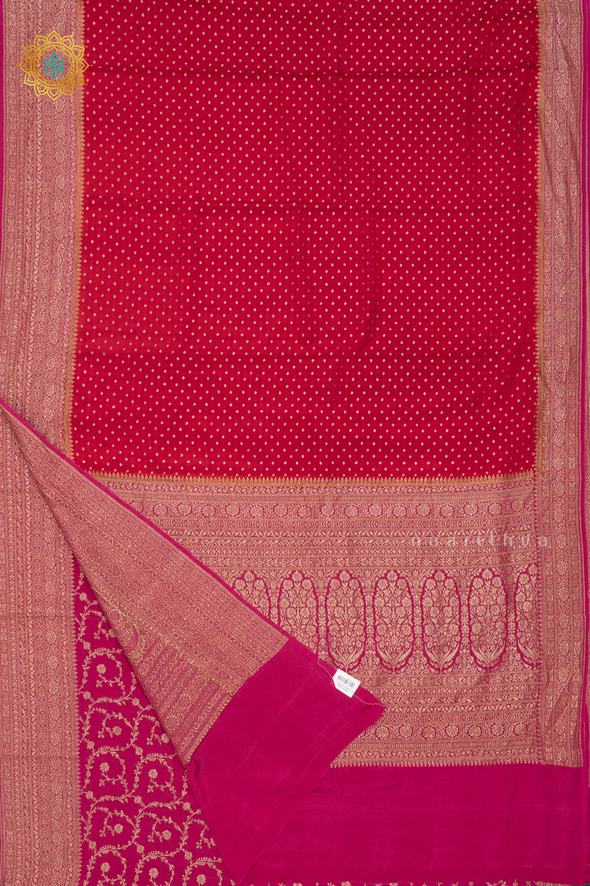 RED WITH PINK - PURE BANARASI CREPE