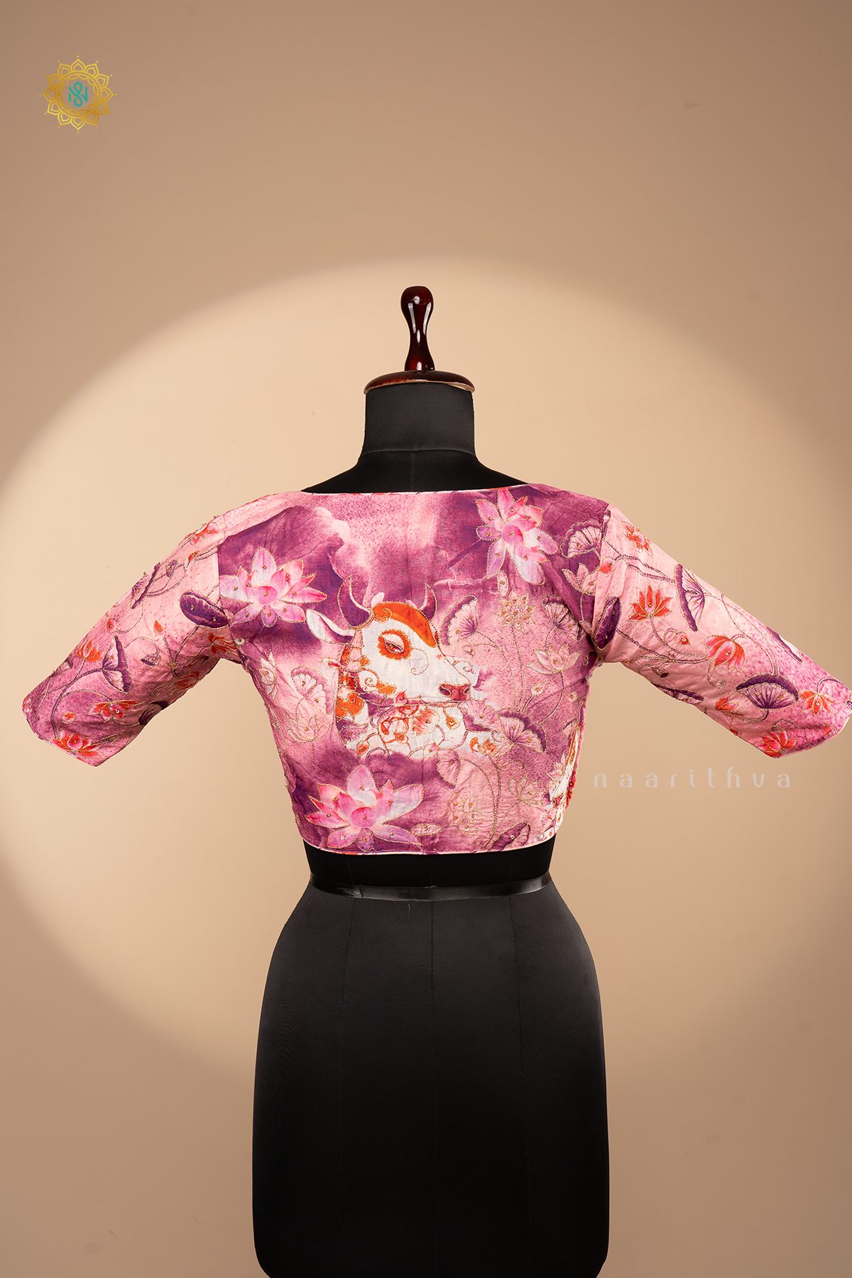 PINK - READYMADE BLOUSE IN DOLA SILK WITH PICHWAI PRINTS & HAND EMBROIDERY