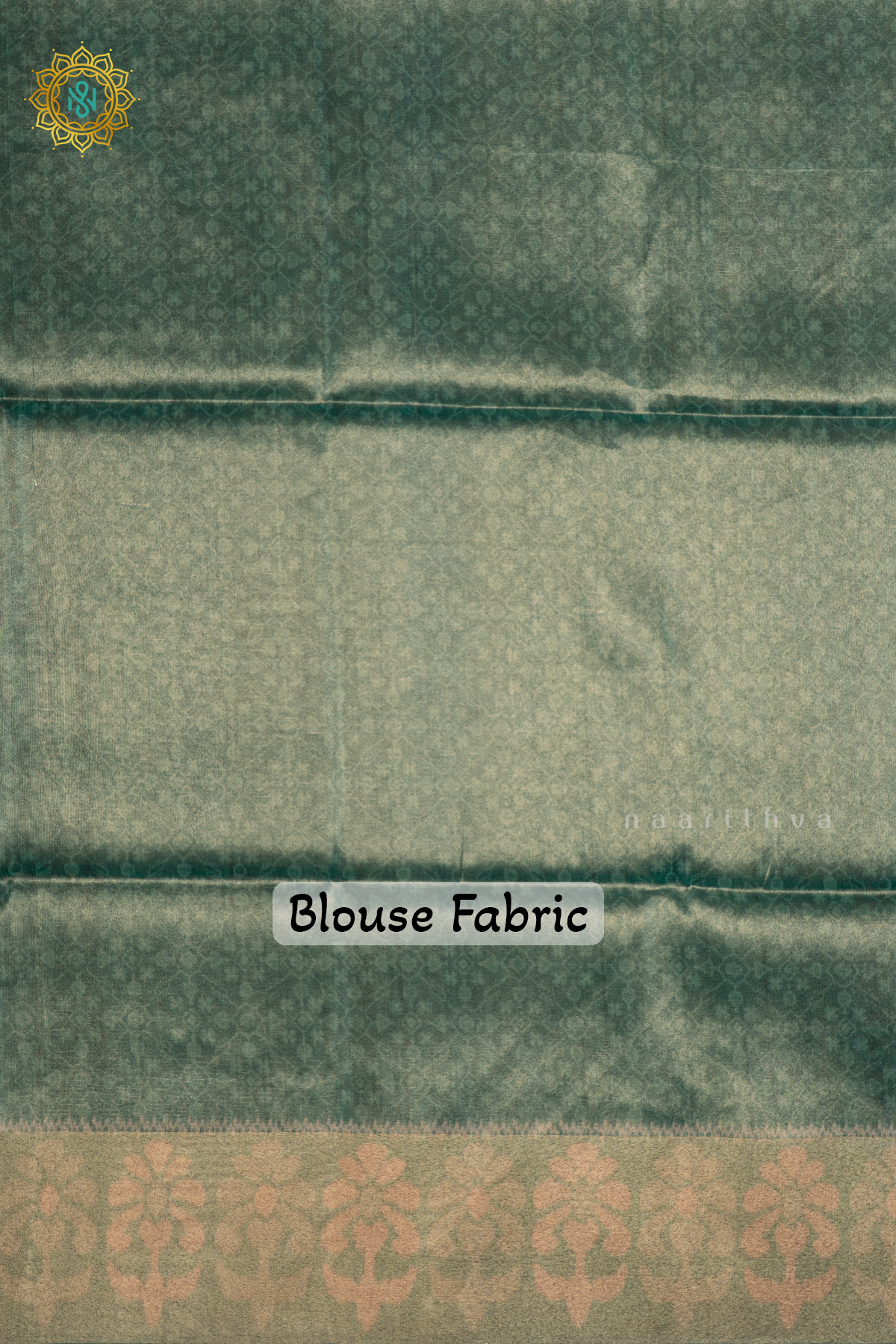 Bottle Green With Light Green Kotha Tussar Saree With Printed Body And Tissue Border