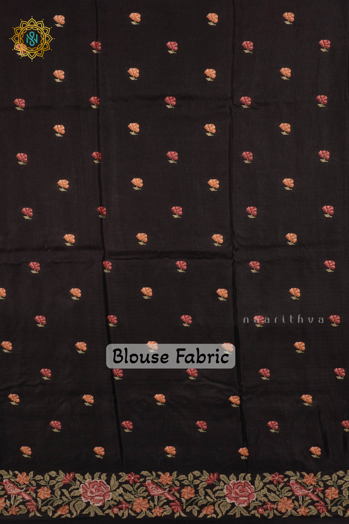 BLACK - SEMI CREPE SILK WITH EMBROIDERY