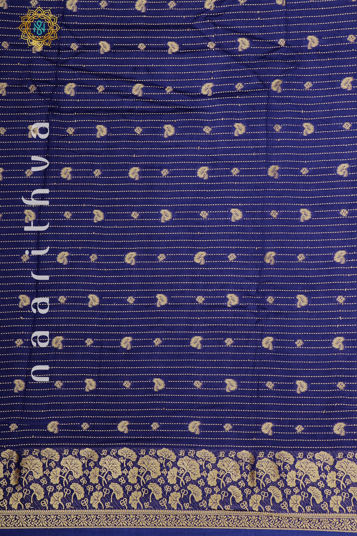 NAVY BLUE WITH AQUA GREEN - DOLA SILK