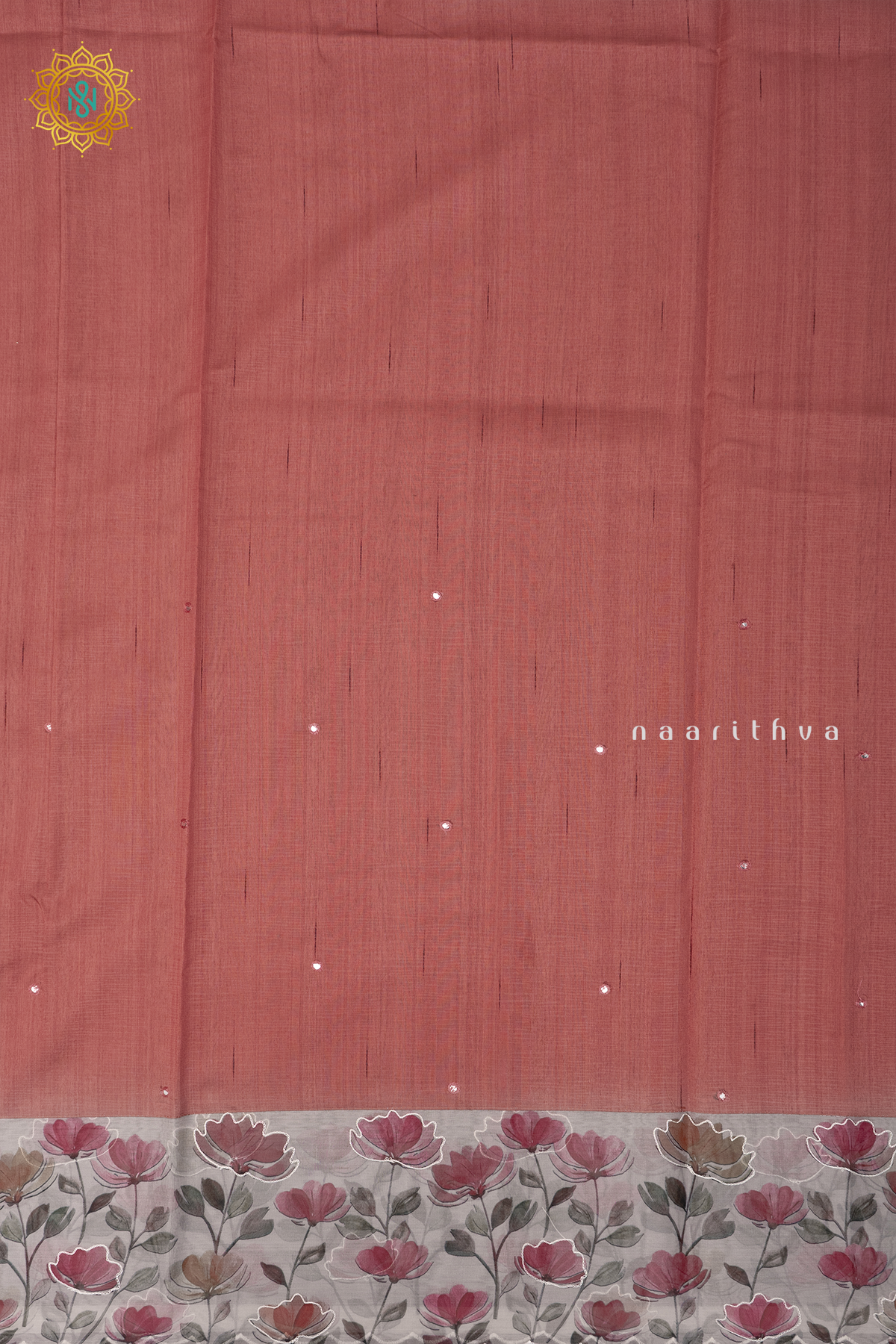 PEACHISH ORANGE WITH OFF WHITE - SEMI TUSSAR