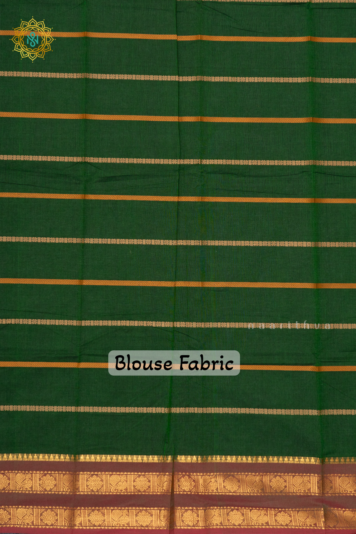 BOTTLE GREEN WITH MAROON - CHETTINAD COTTON