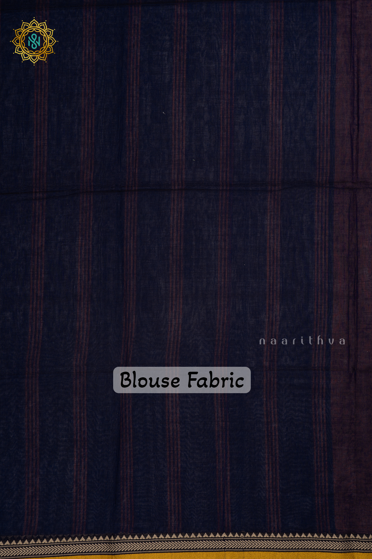 BROWN WITH BLUE - MUL COTTON PLAIN BODY WITH THREAD WOVEN BORDER