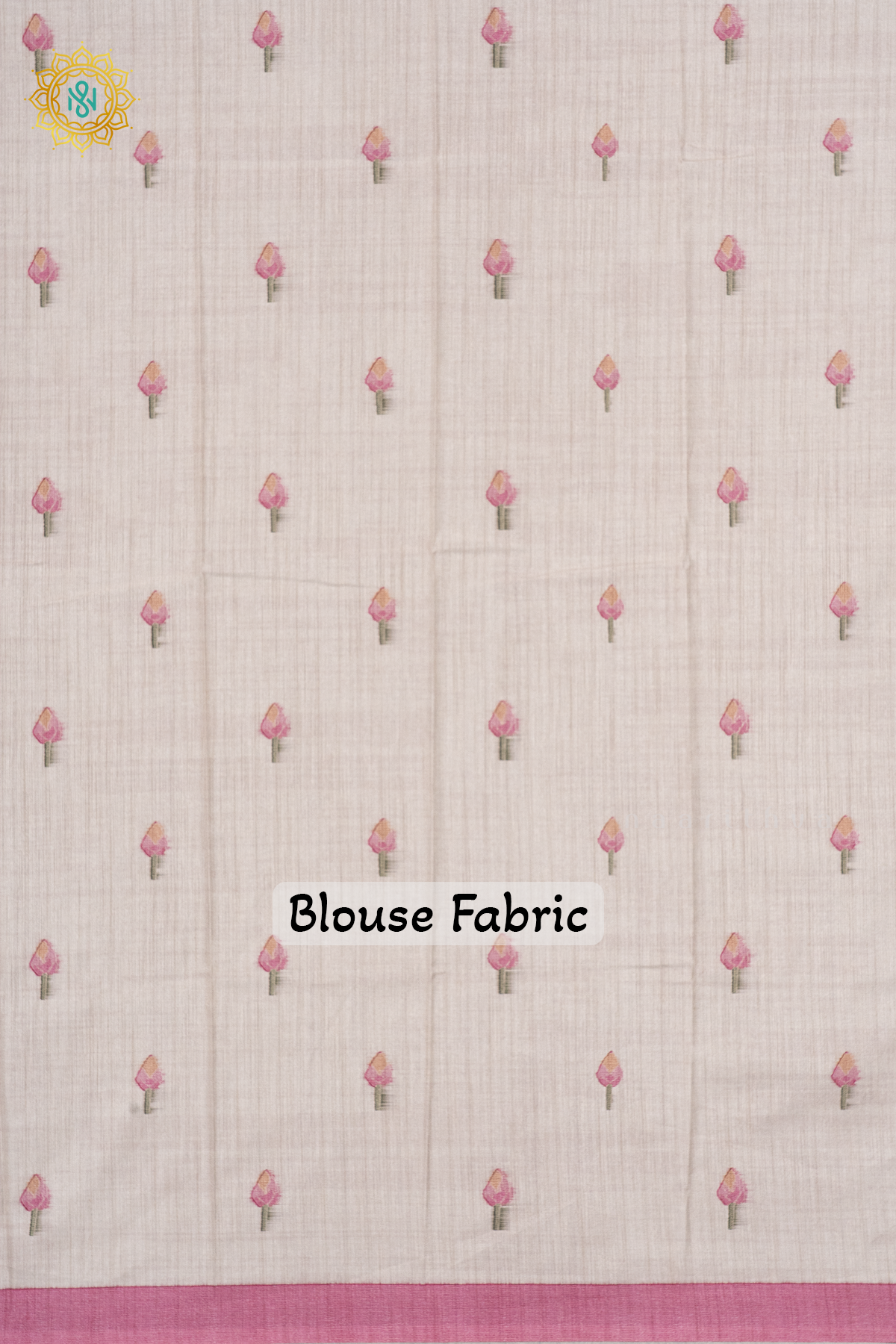 OFF WHITE WITH LIGHT PINK - SEMI TUSSAR