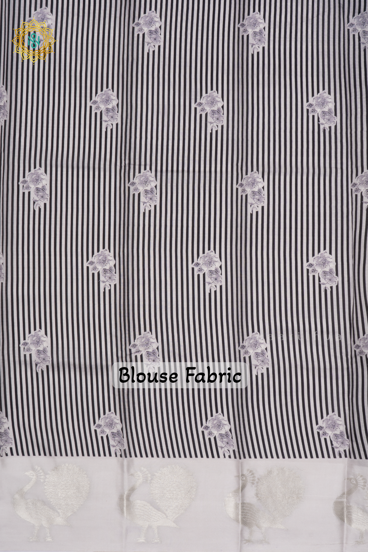 BLACK WITH GREY - SEMI CREPE SILK