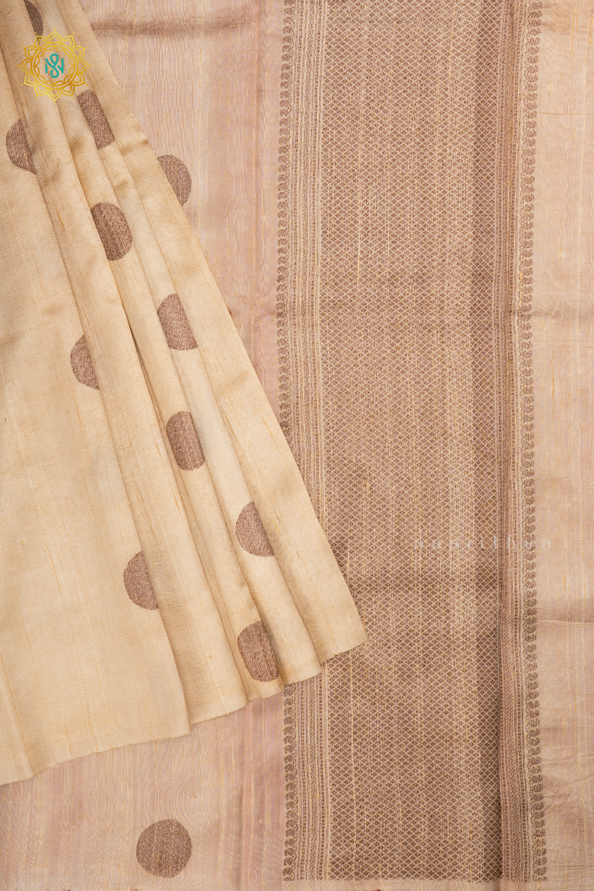 Off White with Pink Pure Banarasi Raw Silk Saree With Allover Zari Buttas