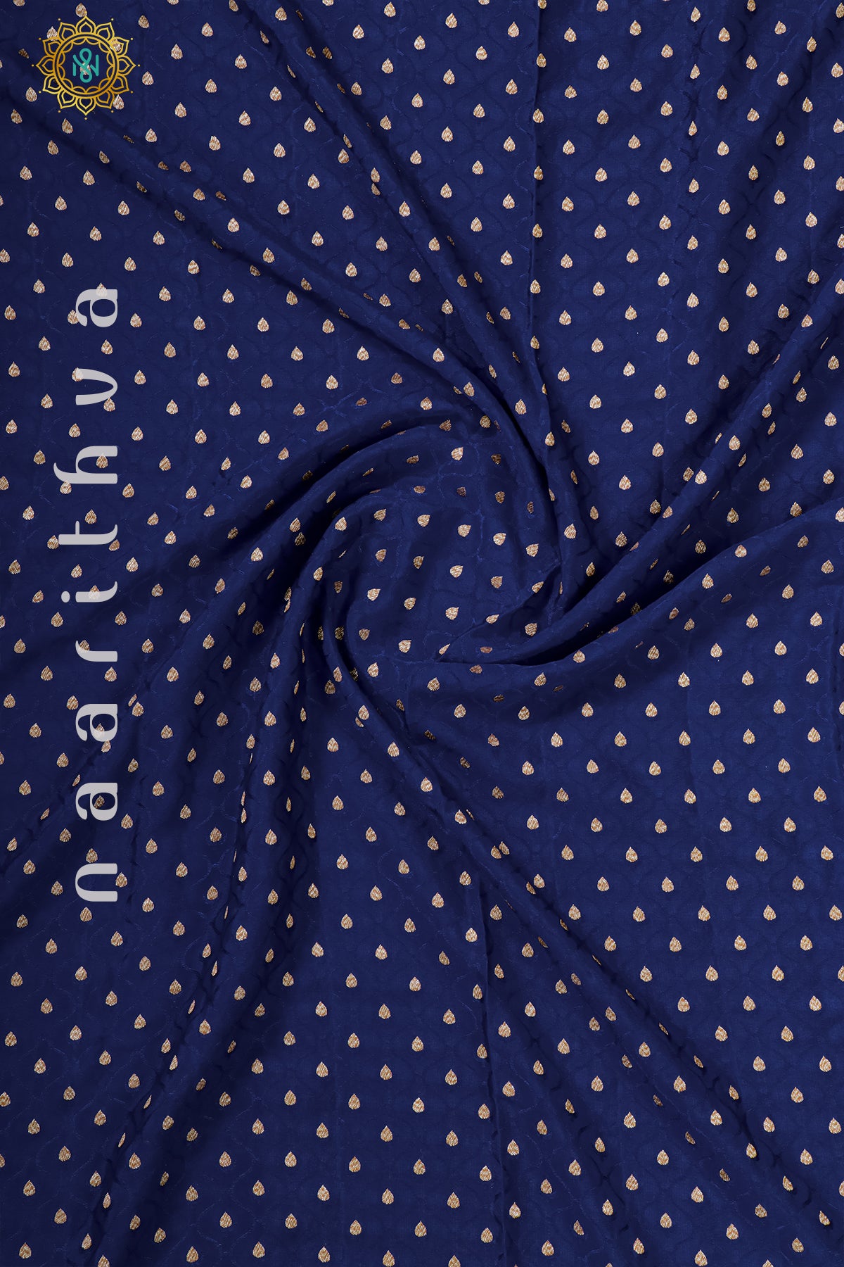 BLUE WITH GREEN - PURE BANARASI CREPE SILK