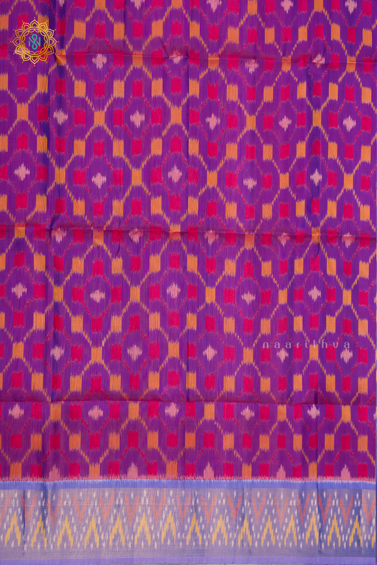 MAGENTA WITH LAVENDER - PURE KANJIVARAM IKAT SOFT SILK