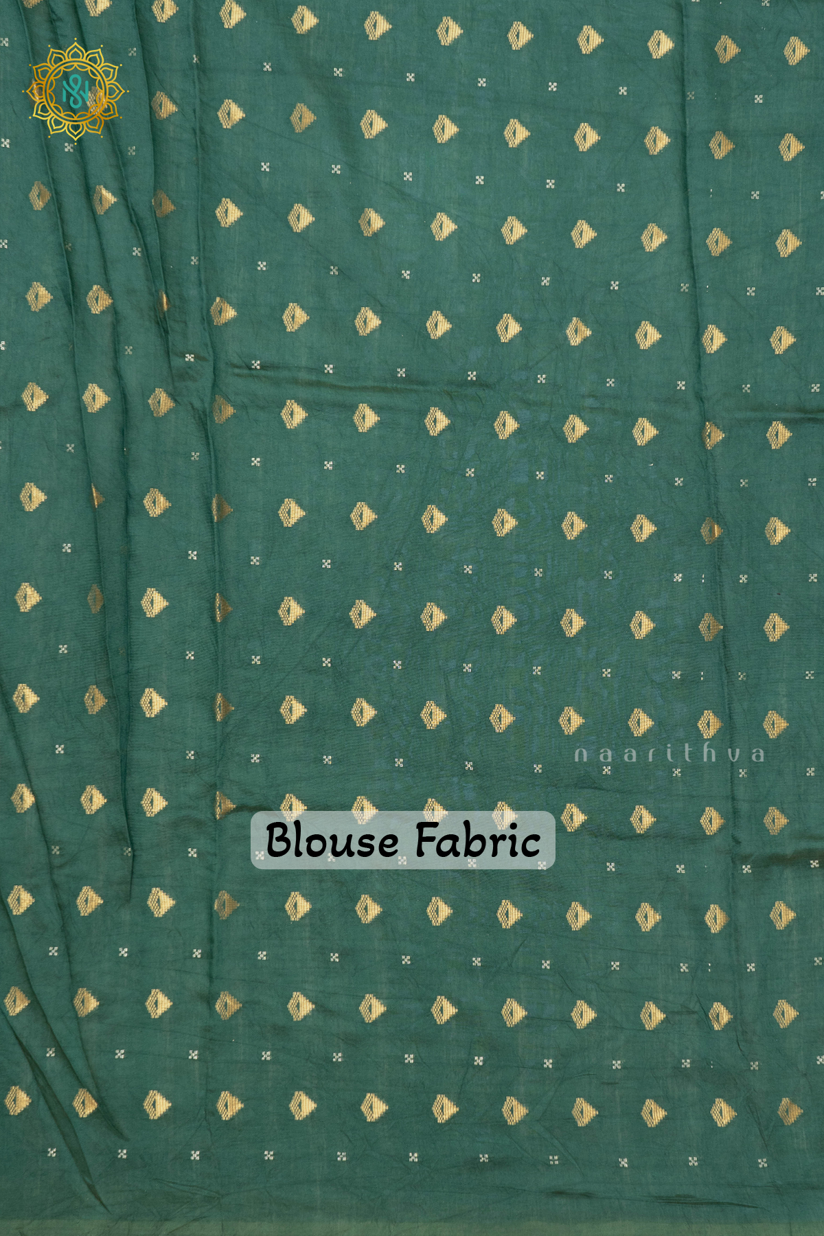 GREEN WITH WHITE - SEMI CREPE SILK