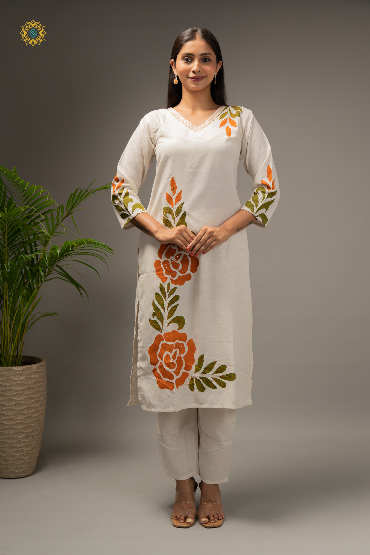 WHITE - COTTON 2PC SALWAR SUIT WITH TOP & BOTTOM