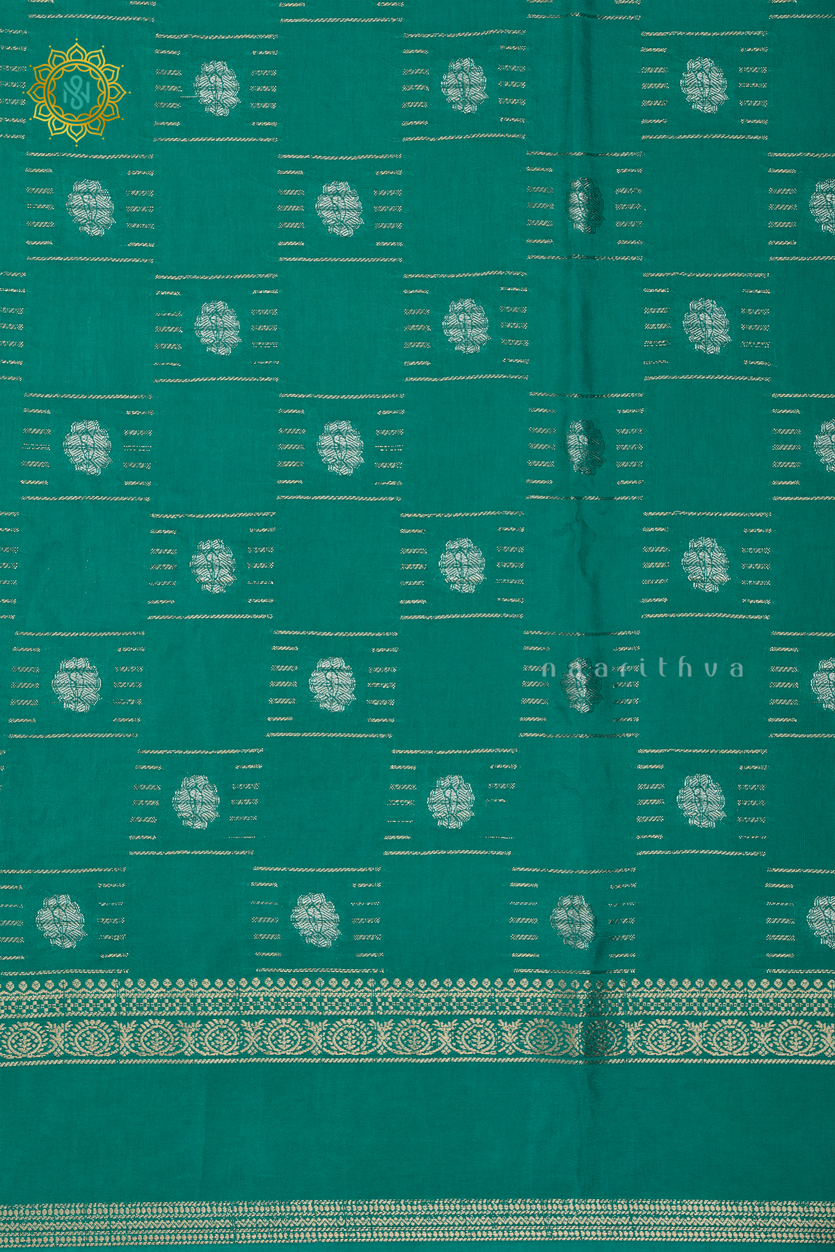 AQUA GREEN WITH NAVY BLUE - DOLA SILK