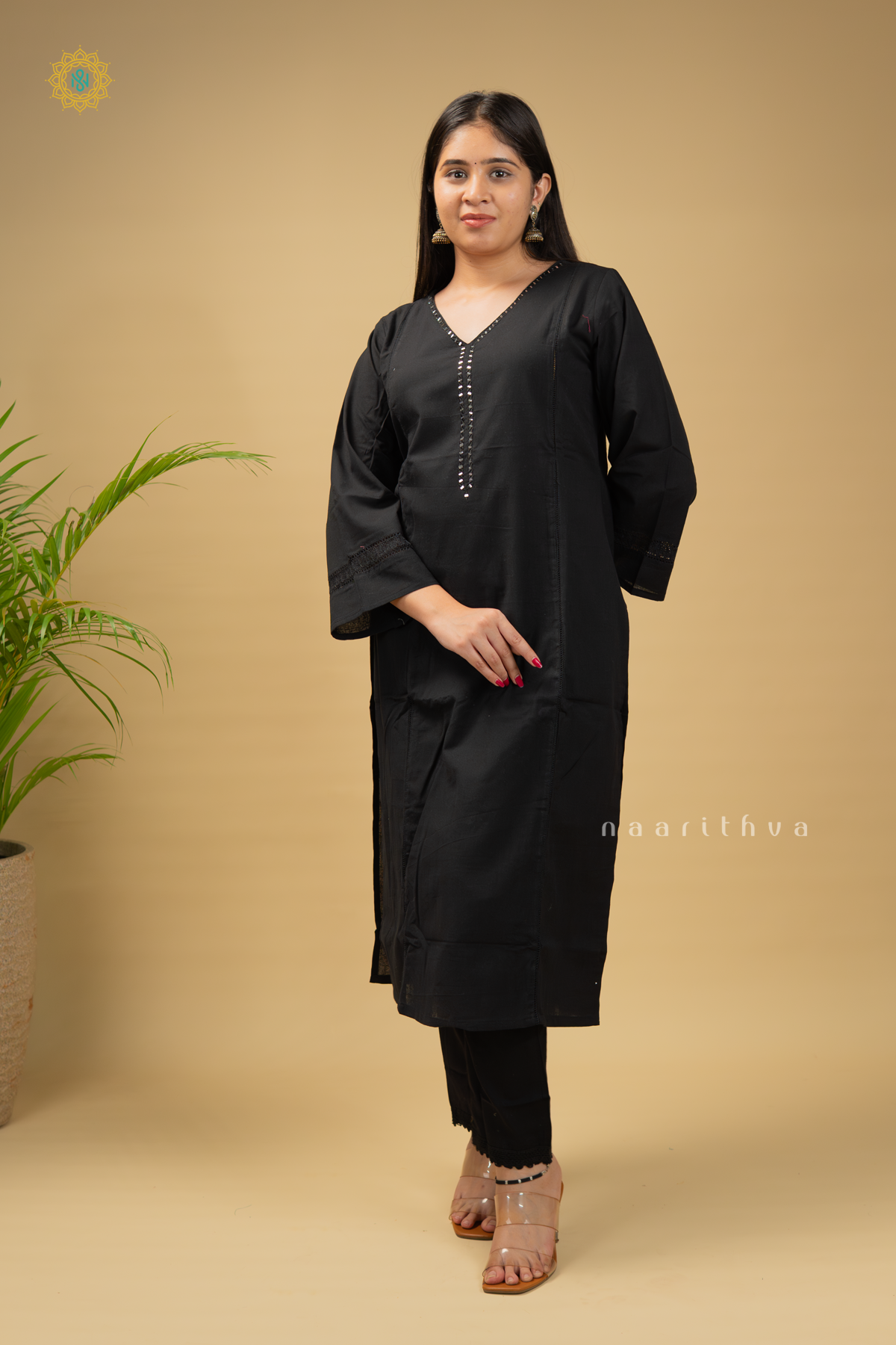 BLACK - COTTON 2PC SALWAR SUIT WITH TOP & BOTTOM