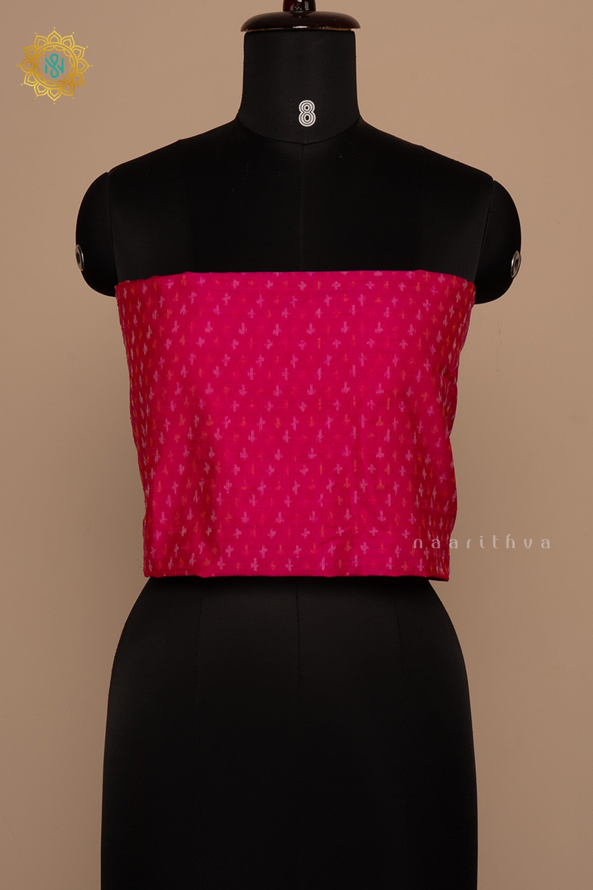 Bright Pink - Ikkat Woven Pure Silk Blouse Fabric