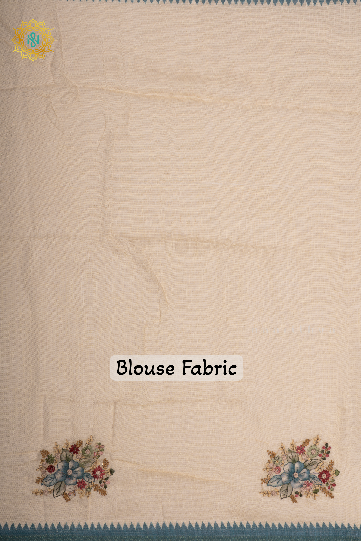 WHITE WITH PEACOCK BLUE - LINEN TISSUE