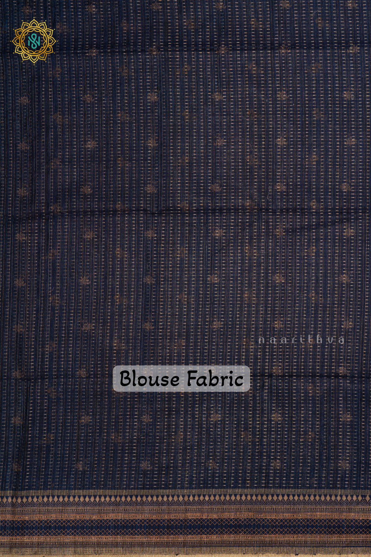 Light Blue With Dark Blue Semi Tussar Silk Saree With Printed Body, Zari Stripes And Printed Border
