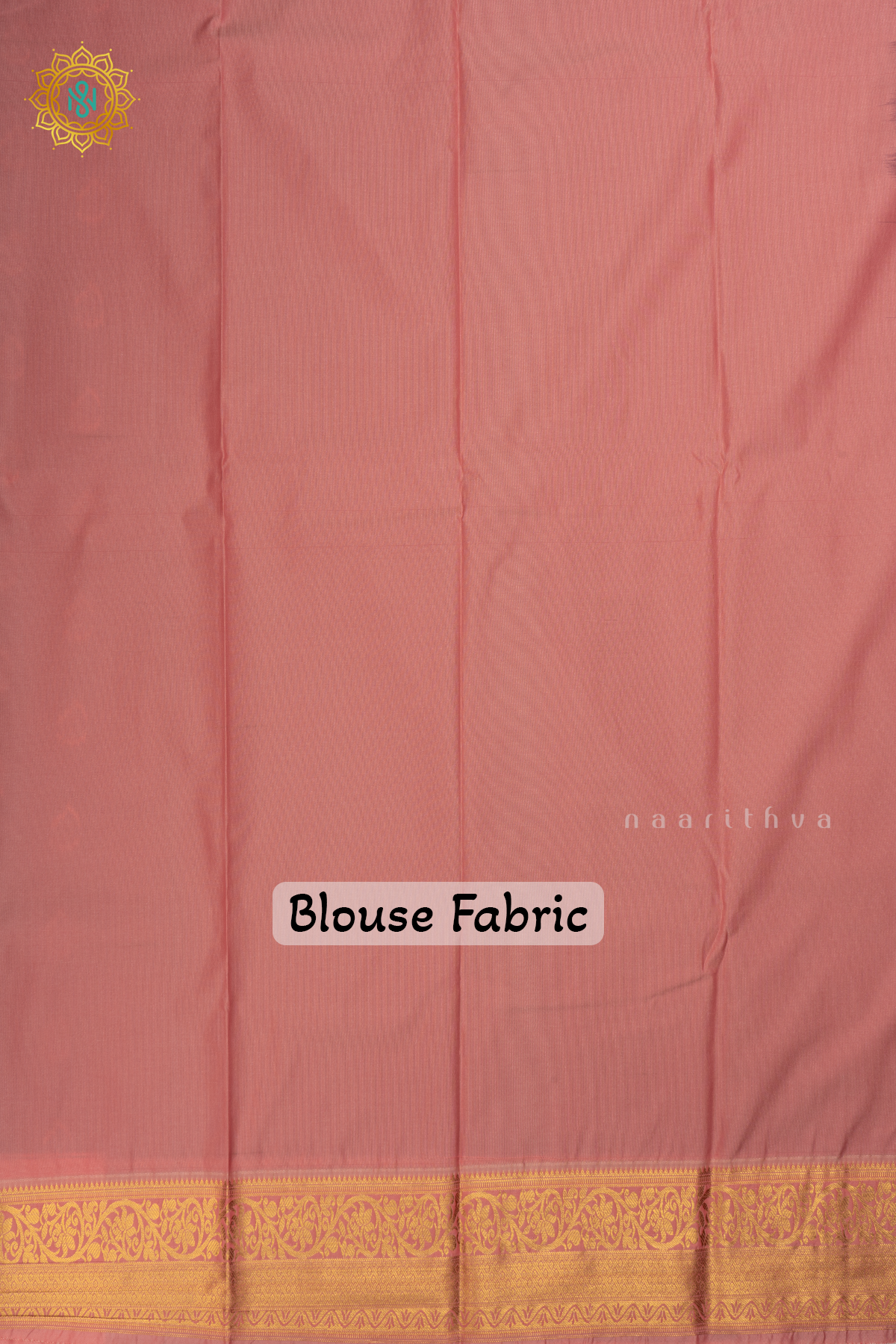 Blue with Peachish Pink Semi Kanchi Saree With Zari Buttas All Over And Contrast Zari Border