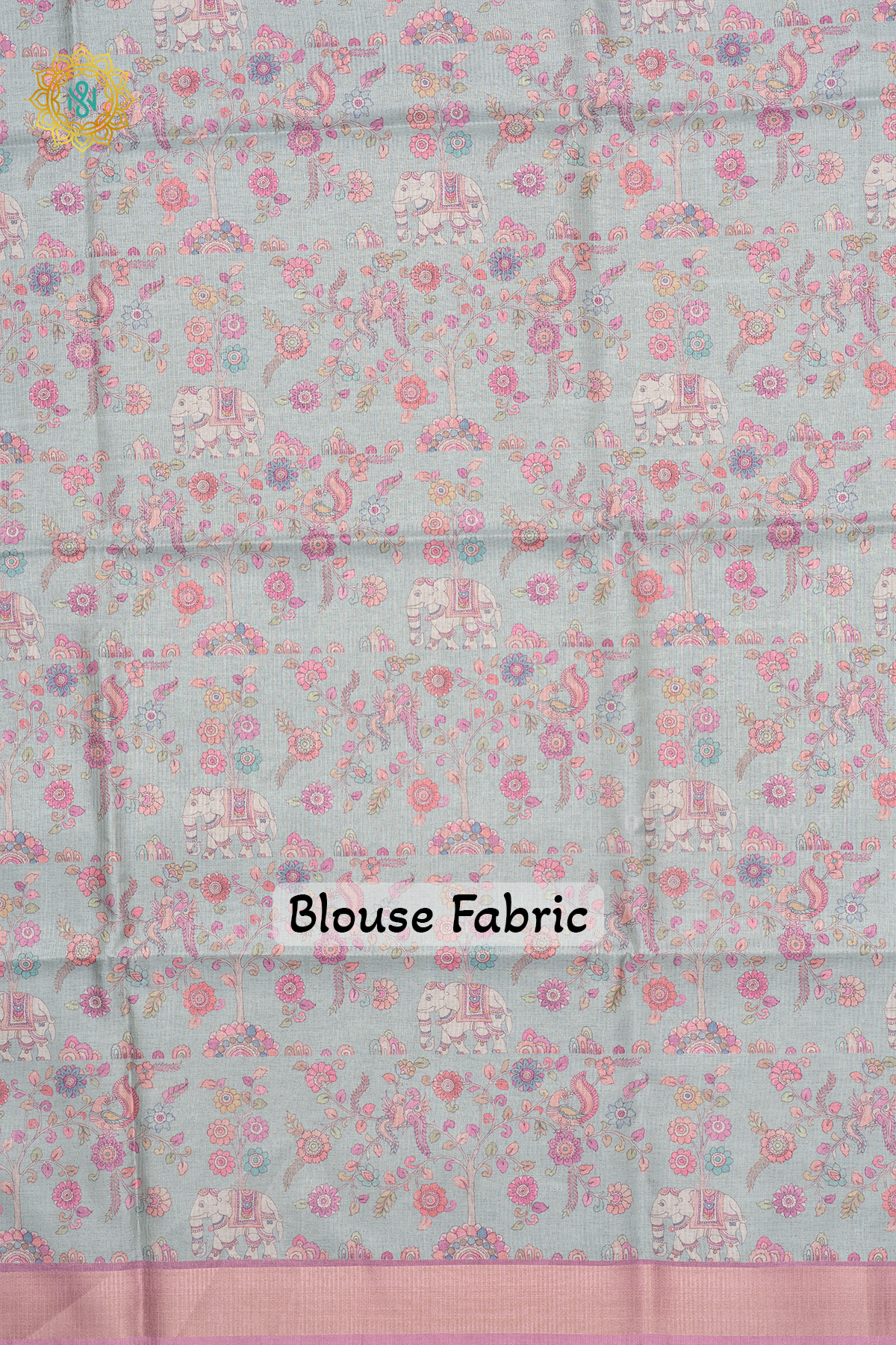 AQUA BLUE WITH PINK - SEMI TUSSAR