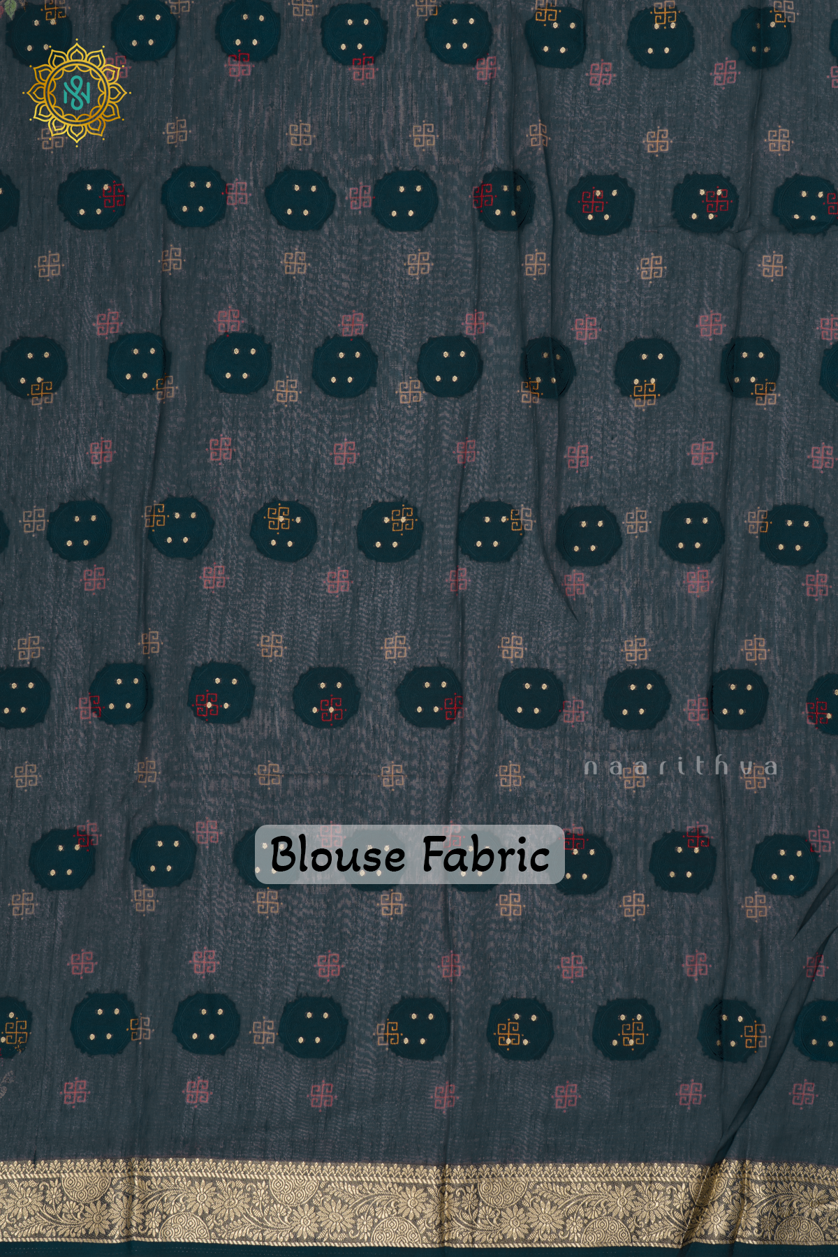 Navy Blue Semi Georgette Saree With Printed Body And Zari Border