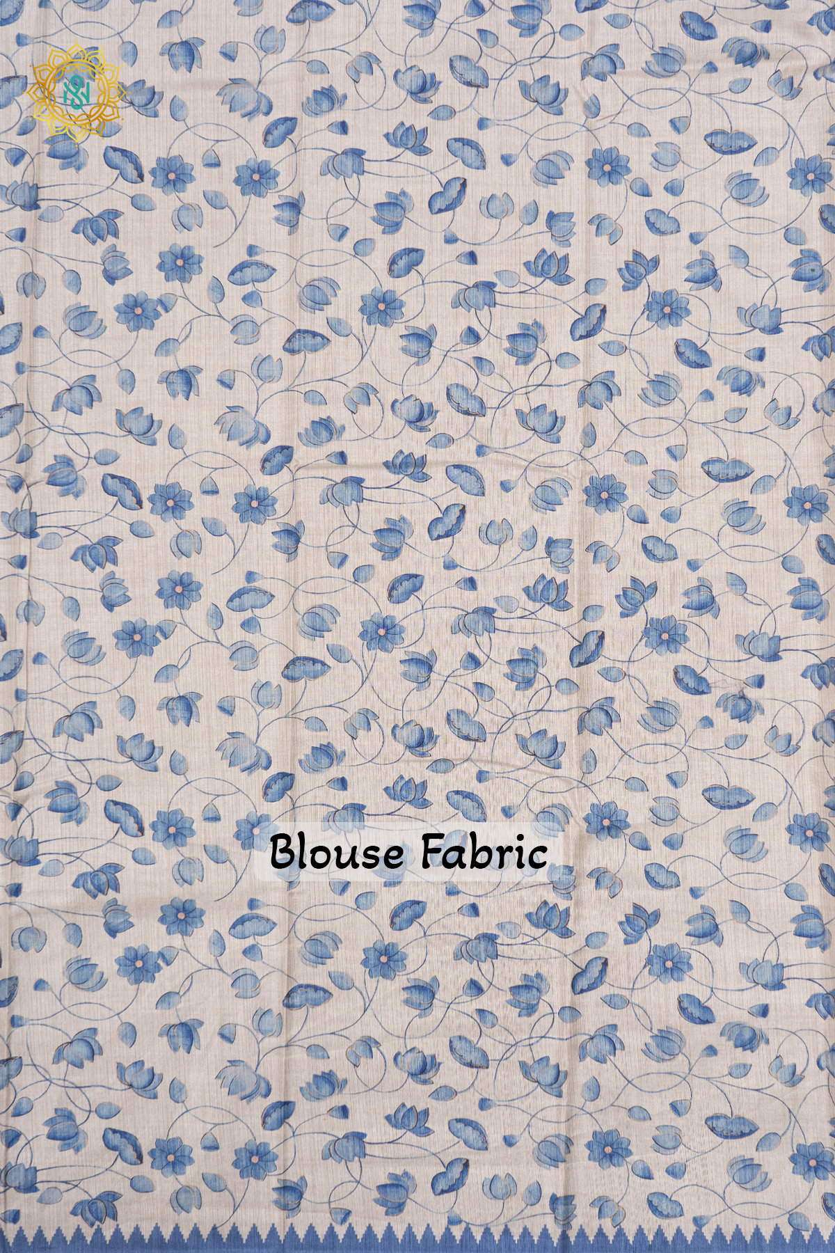 OFF WHITE WITH BLUE - SEMI TUSSAR SILK